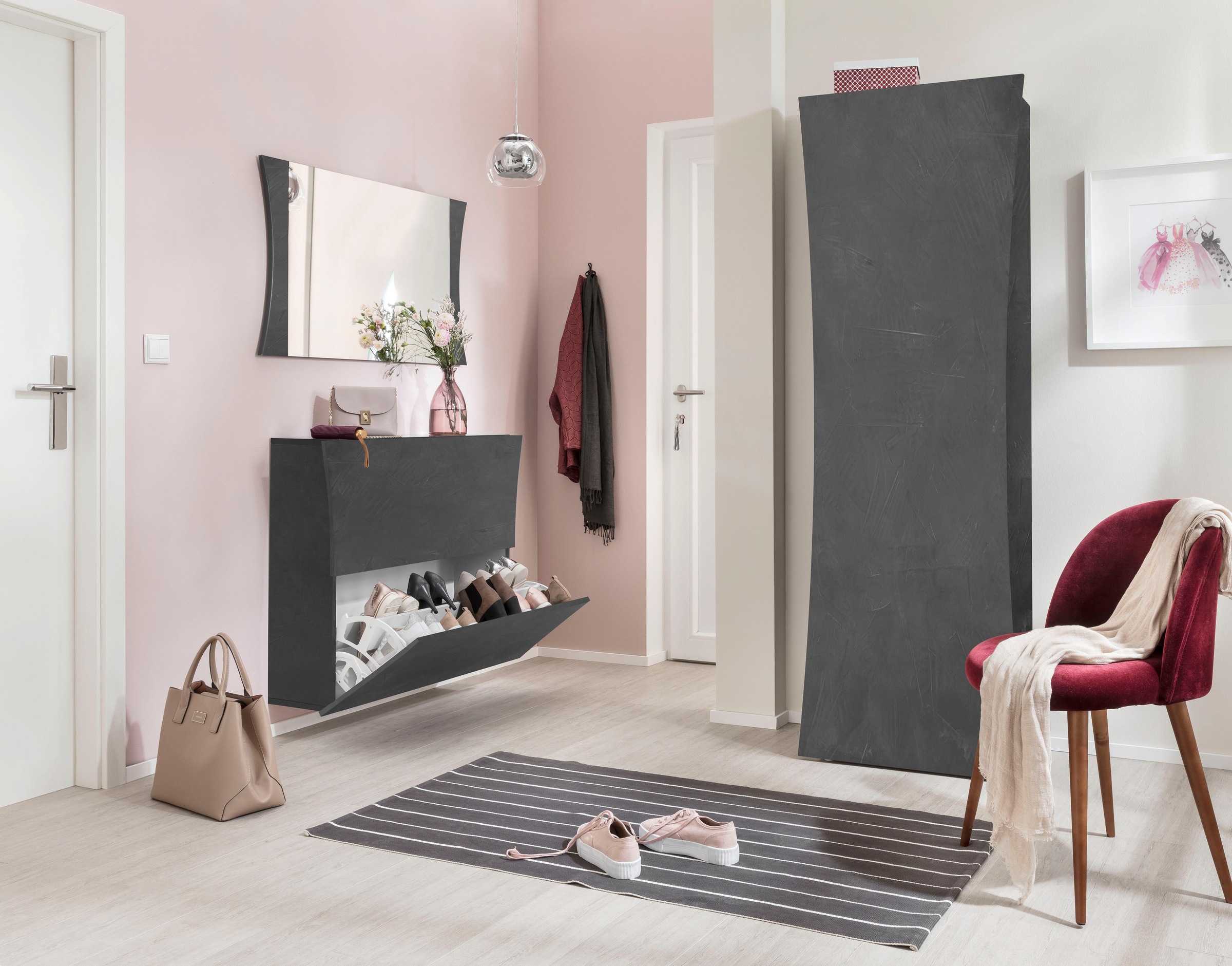 INOSIGN Schuhschrank »Arco, Schuhkipper, Schuhkommode«, 2 Klappen mit Doppelschuhtrommeln, Frontbreite 90-101cm