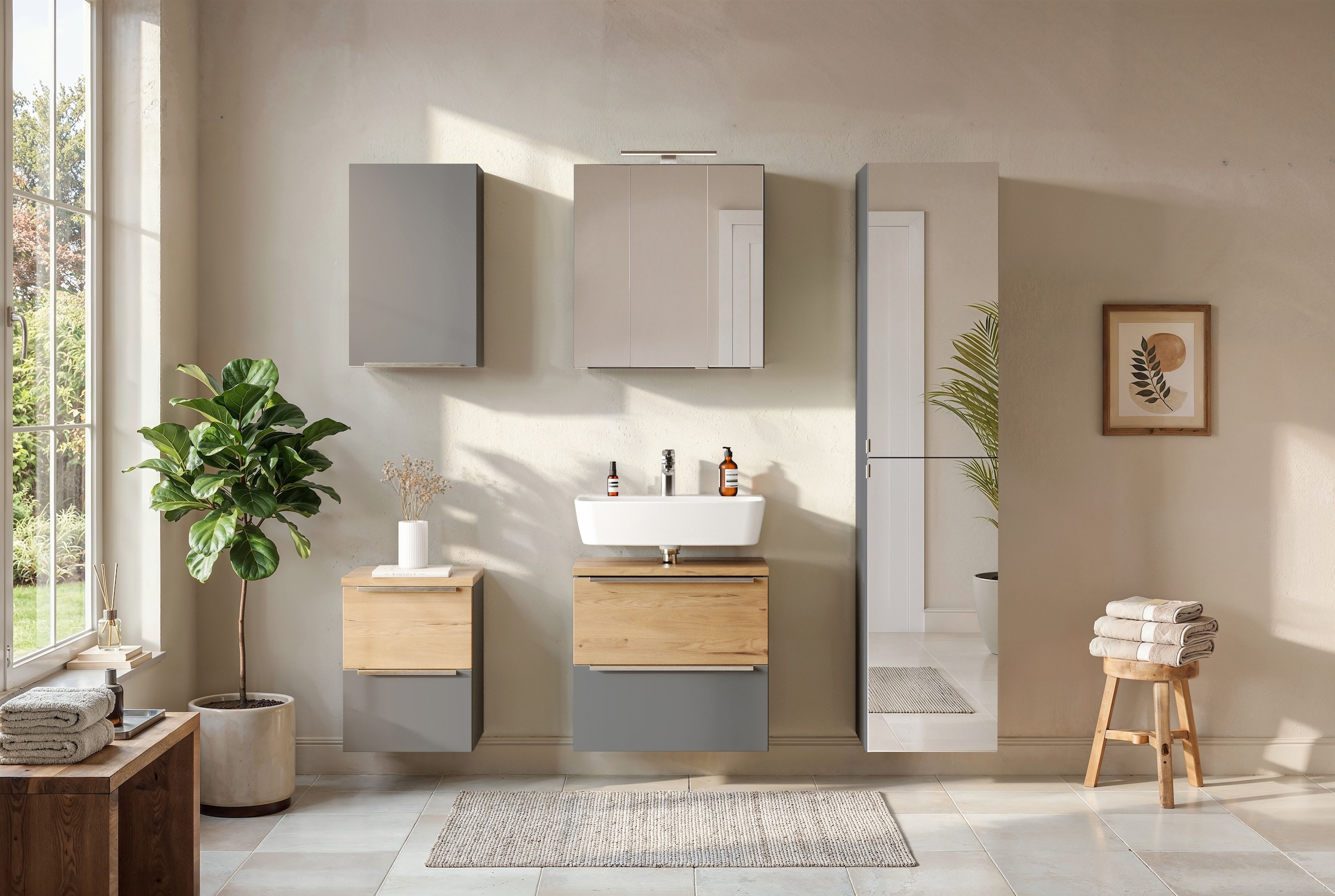 welltime Hängeschrank »TRIENT, Hängeschrank 40 cm, gedämpfte Scharniere« onyx-grey, gedämpfte Tür, verstellbare Einlegeböden