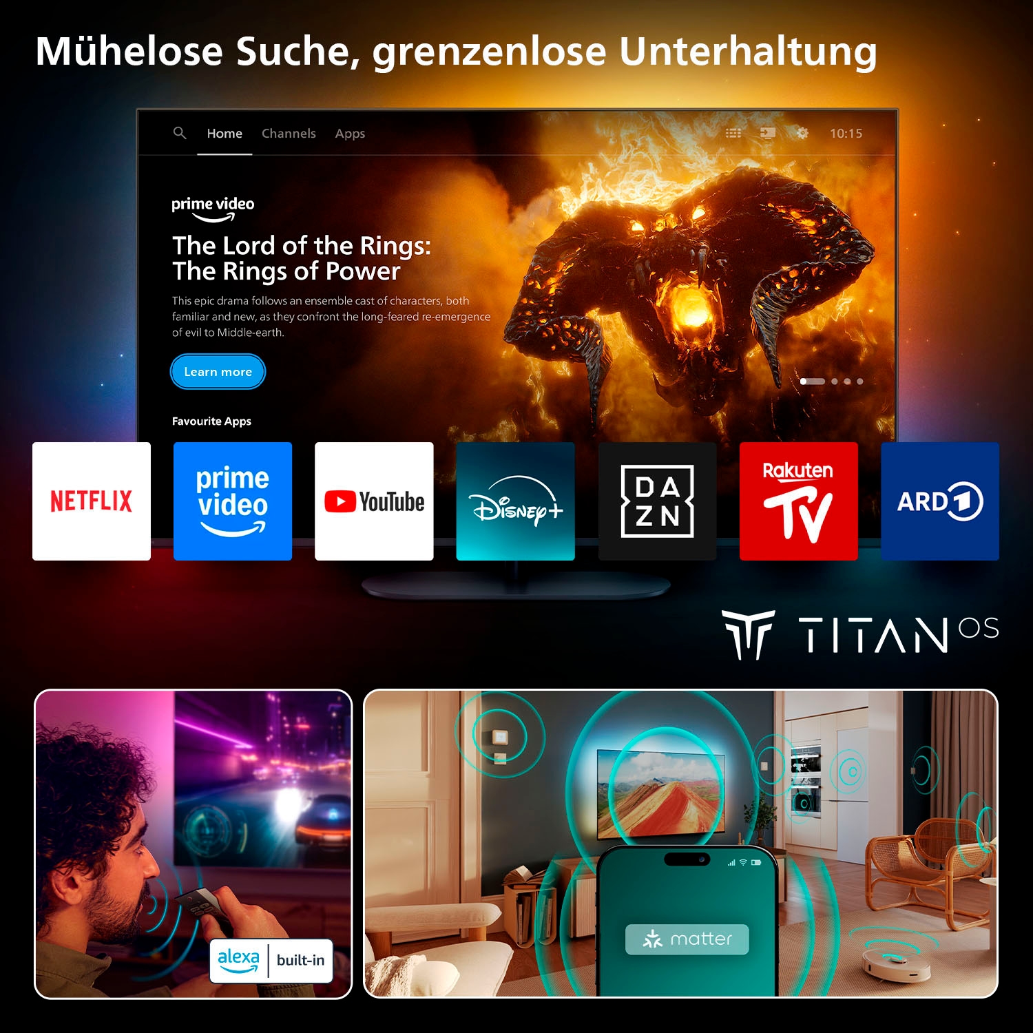Philips Mini-LED-Fernseher »55MLED910/12«, 4K Ultra HD, Smart-TV