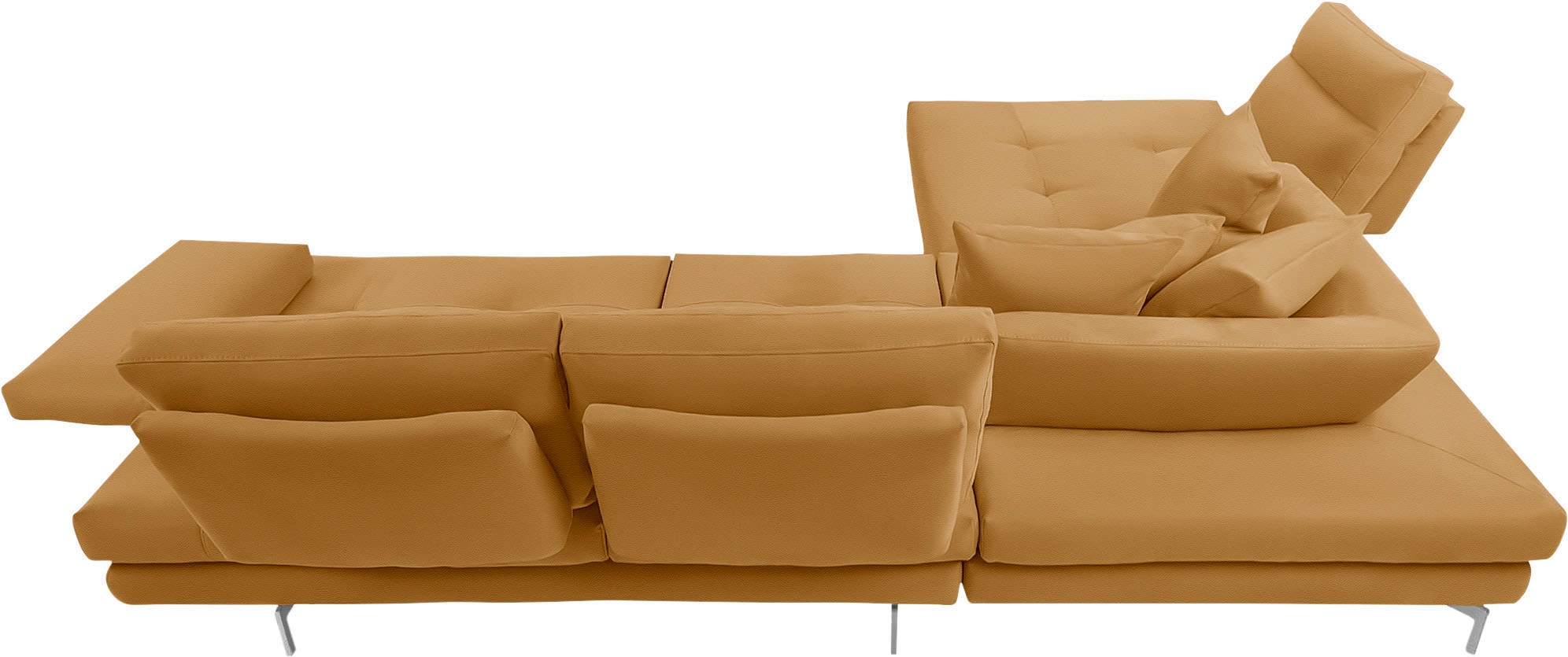 CALIA ITALIA Ecksofa »Toby Wing, L-Form, Designsofa mit sensationellem Sitzkomfort«, Sitztiefenverstell.,wahlw. mit Kissen-Set, Füße chrom glänzend