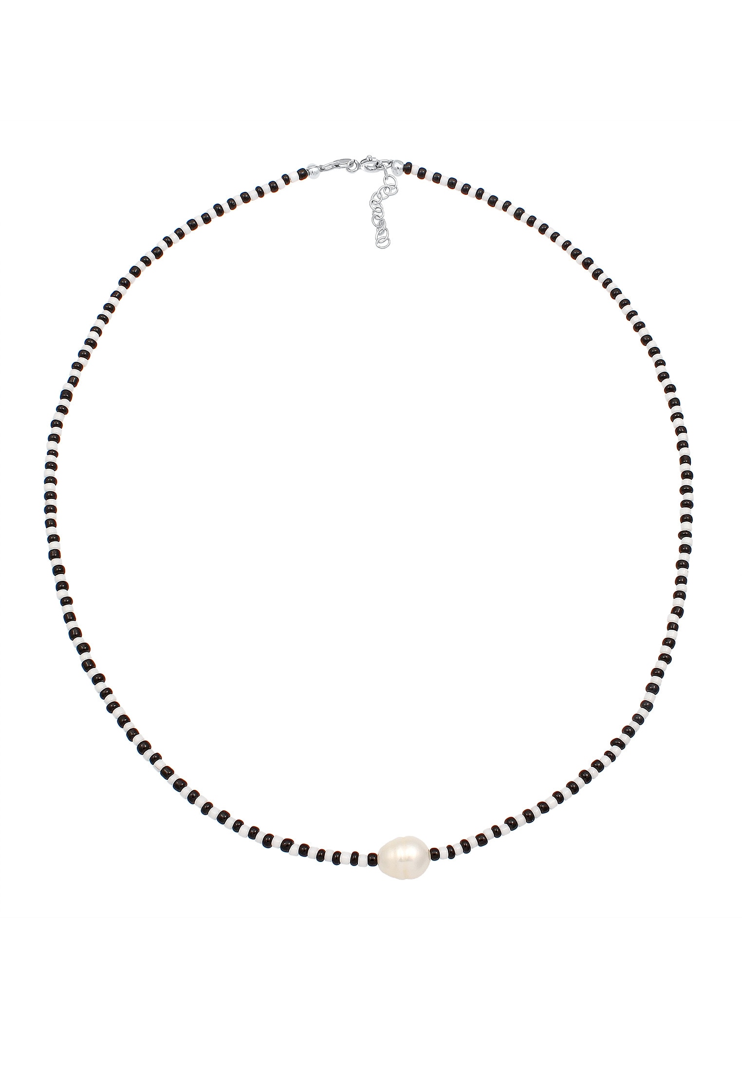 Elli Perlenkette »Barock Perle Glas Beads Schwarz 925 Sterling Silber«