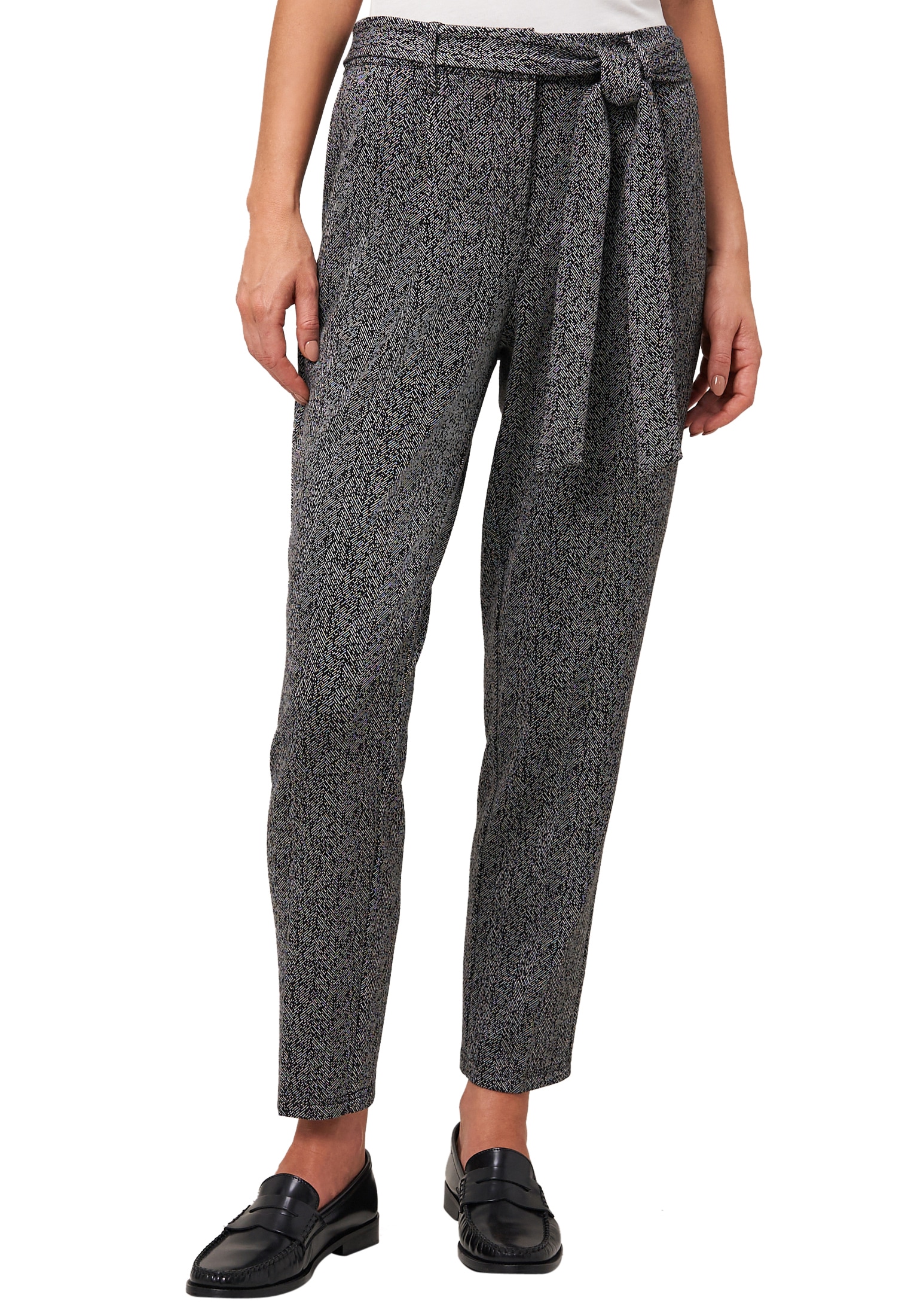 Zero Stoffhose "zero Damen Stoffhose Herringbone mit Bindegürtel 28 Inch", günstig online kaufen