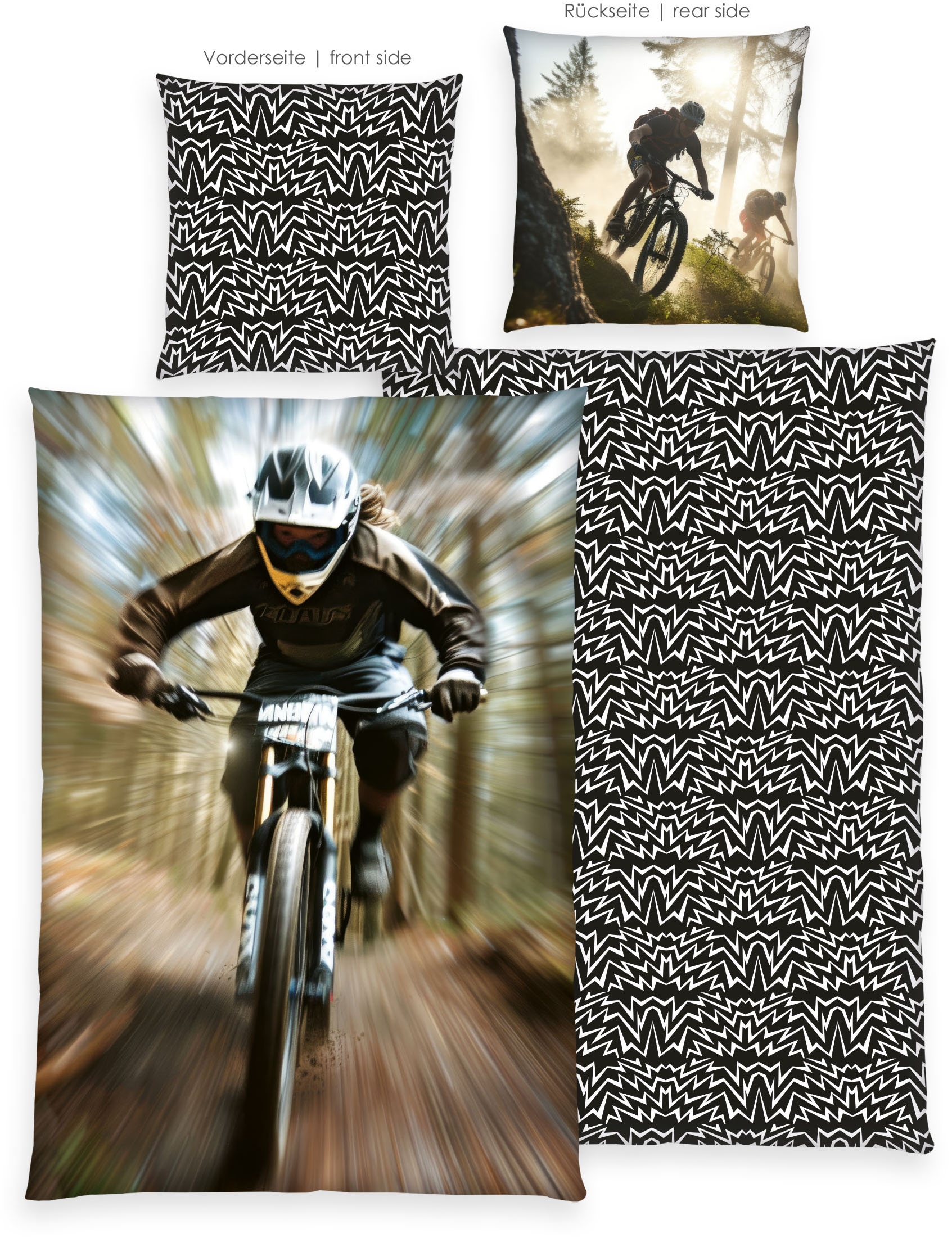 Herding Young Collection Wendebettwäsche »Young Collection Mountainbike« 2 Stk. tlg. mit Motocross Design
