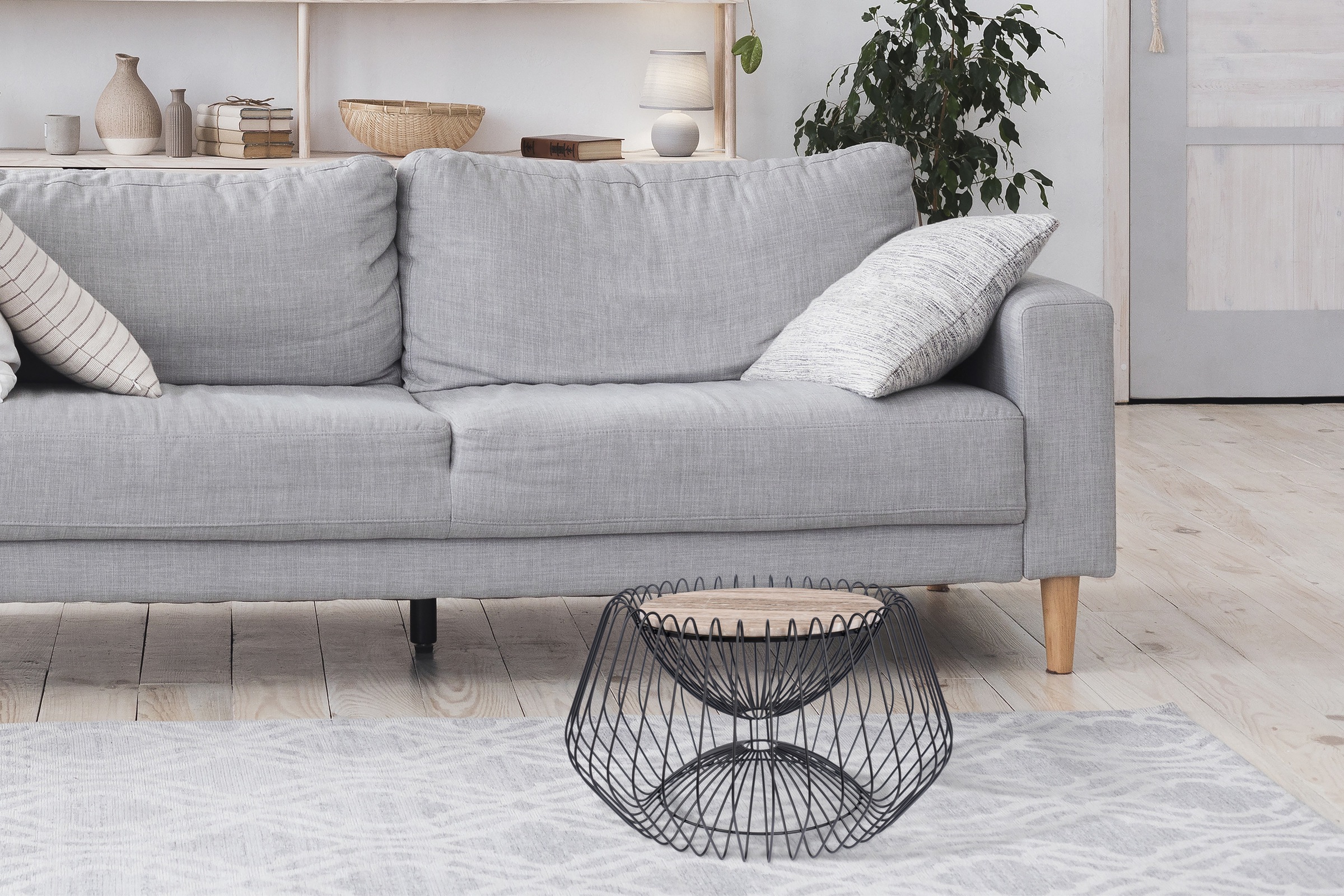 Beistelltisch KAYOOM "Malibu 325, Beistelltisch mit edler Marmorplatte", braun (braun, schwarz, schwarz, braun), B:60cm H:35cm T:60cm, Eisen, Marmor, Tische, Beistelltisch, ø-Marmorplatte: ca. 37 cm, angesagtes Metalldesign, pflegeleicht 3
