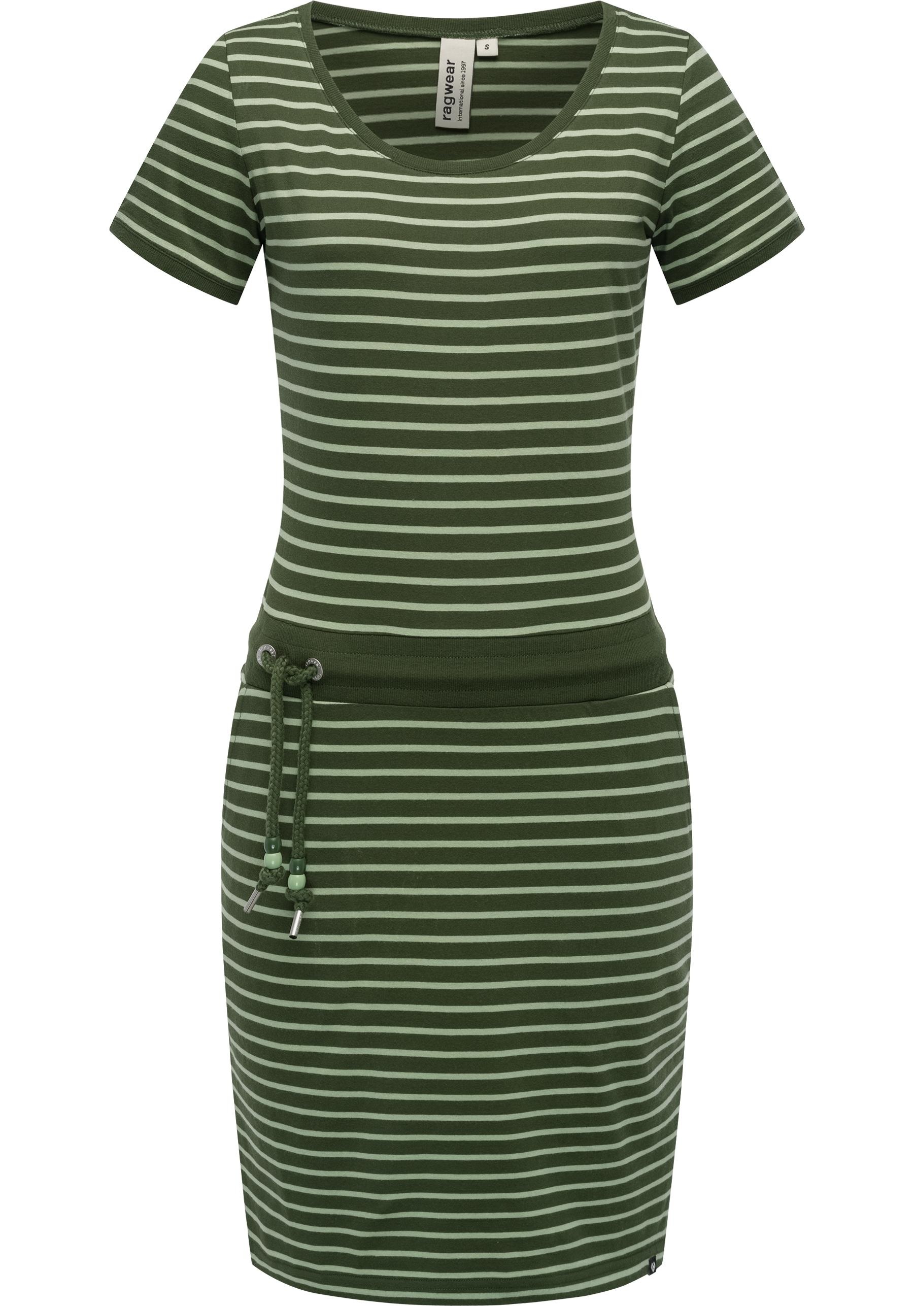 Ragwear Sommerkleid "Baomi" Eingrifftaschen gestreiftes Damen Minikleid mit Taillenkordel und Taschen