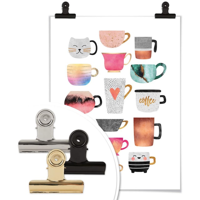 Wall-Art Poster »Kaffeetassen Bunt«, Geschirr & Besteck, (1 St.) kaufen |  BAUR