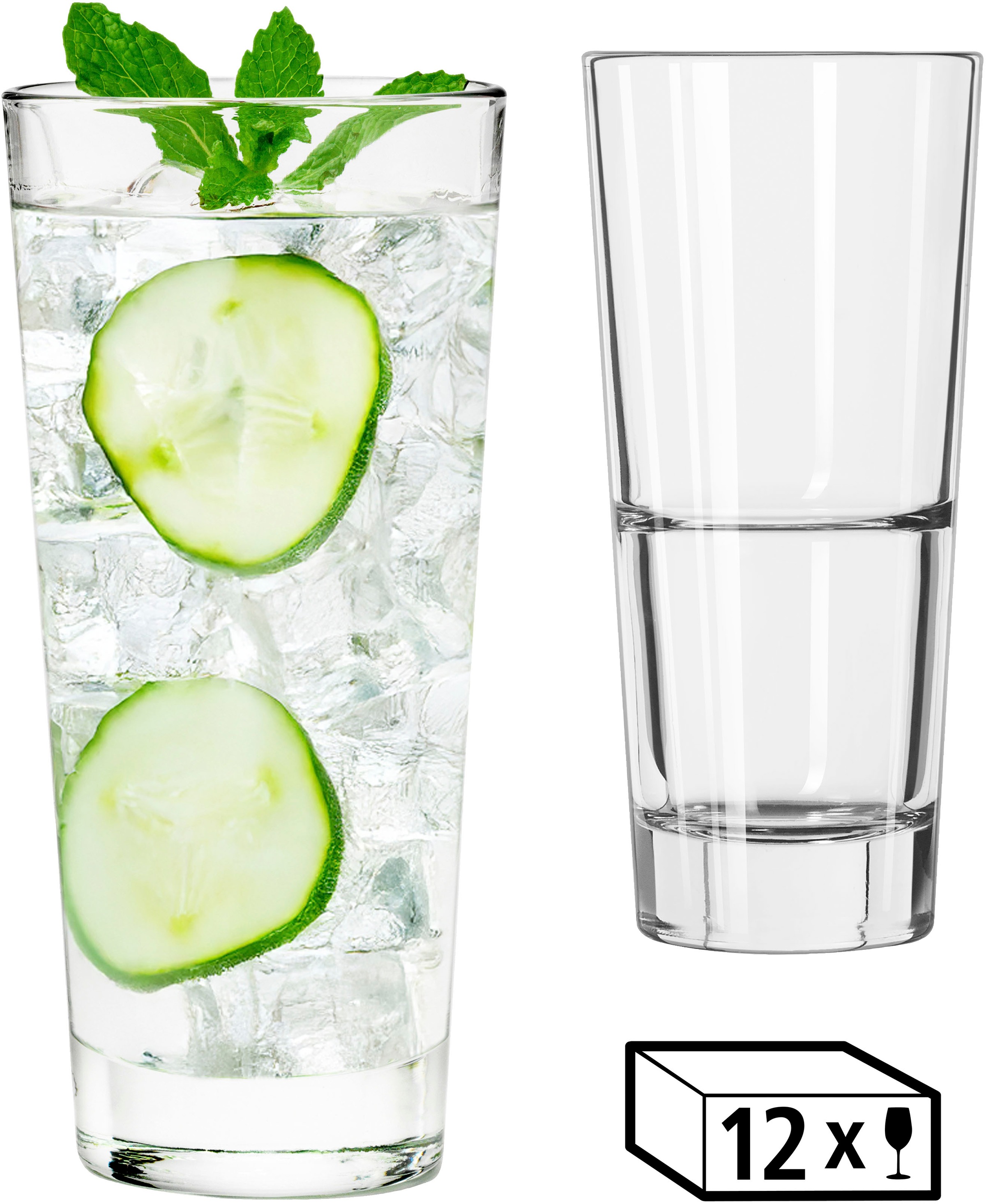 LIBBEY Gläser-Set »Cooler Glas -ENDEAVOR-, 473 ml, Ø 8,5 cm, H: 18 cm, 12er Set«, (Set, 12 tlg.), hochwertig verarbeitet, im modernen Design
