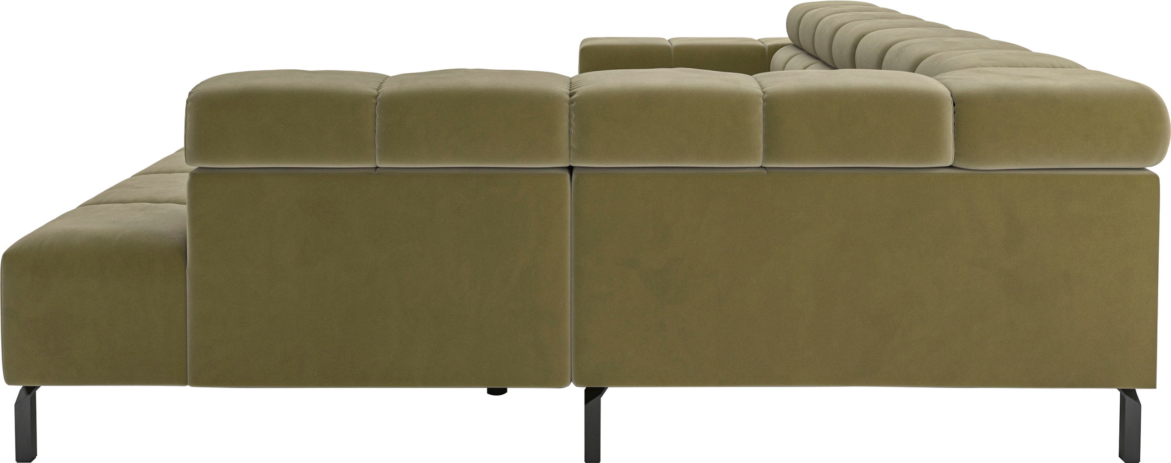 INOSIGN Ecksofa »Ancona New, wahlweise motorische Sitztiefenverstellung, auch in Cord«, feine Steppung, mit Kopfteilverstellung, 3 Zierkissen, L-Form