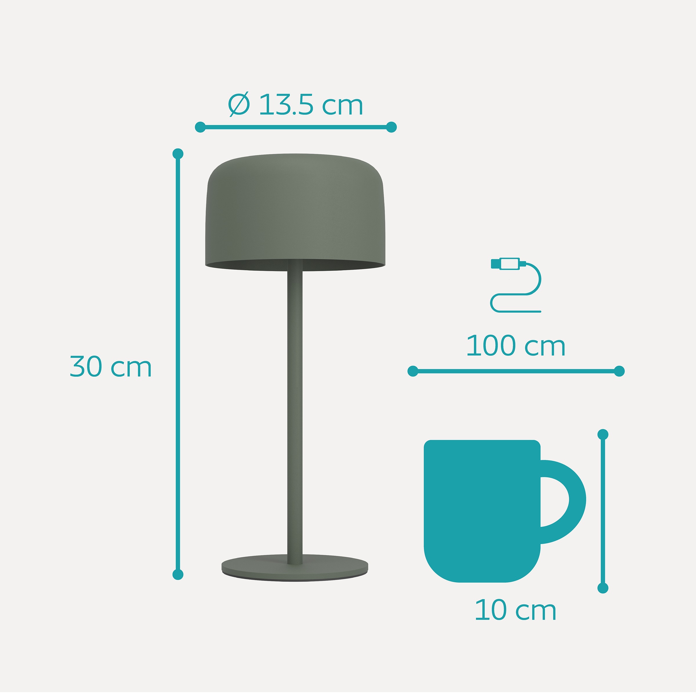 EGLO Tischleuchte »ROCCANOVA Tischlampe - Stahl - SOLAR-LED - 2,8W - IP44« LED-Modul 1 Stk. Warmweiß Solarleuchte, Außentischleuchte, Akku, Leselampe, H30 x Ø13,5 cm