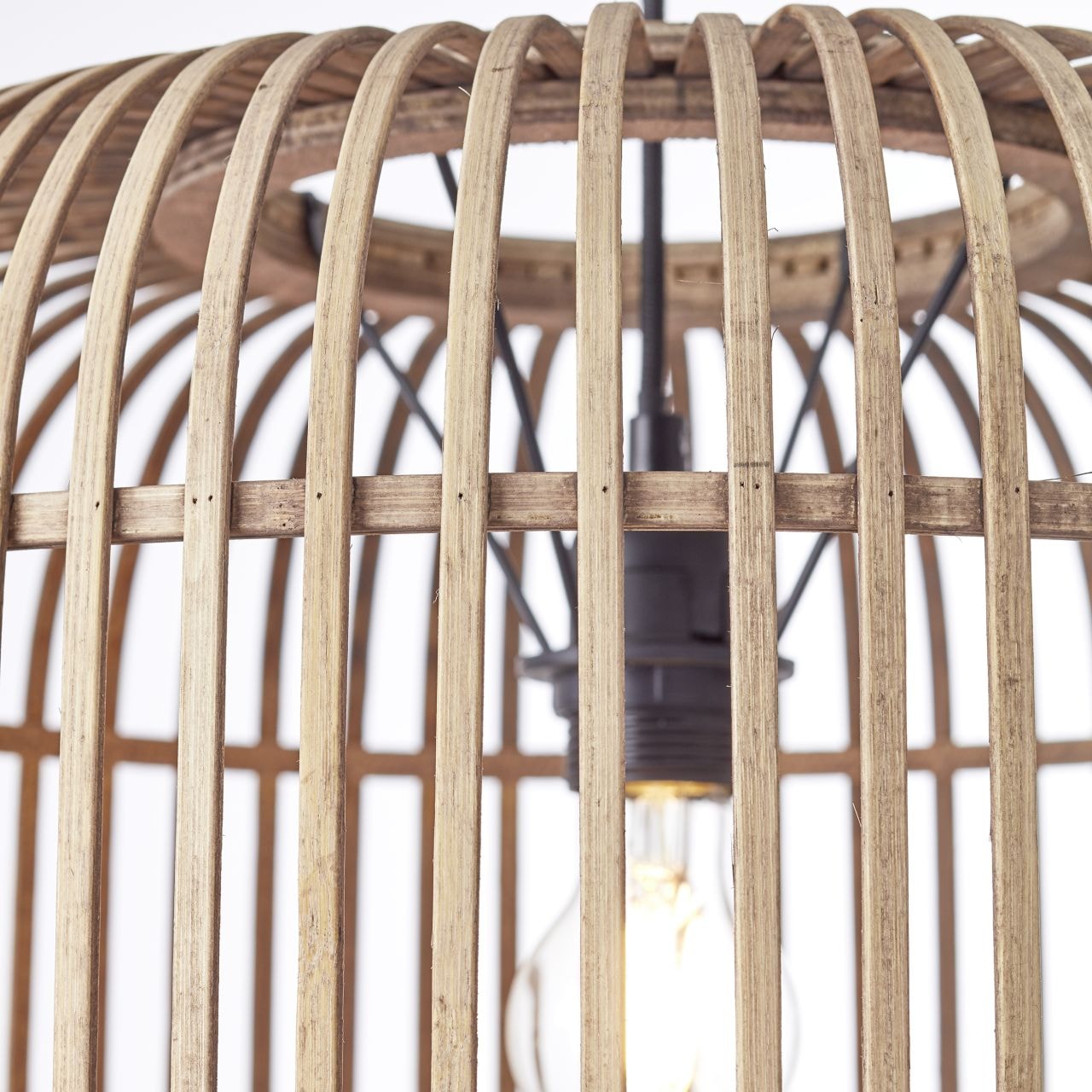 Brilliant Pendelleuchte »Woodrow«, 1 flammig, Leuchtmittel E27 | ohne Leuchtmittel, 150 cm Höhe, Ø 45 cm, E27, kürzbar, Bambus/Metall, hellbraun