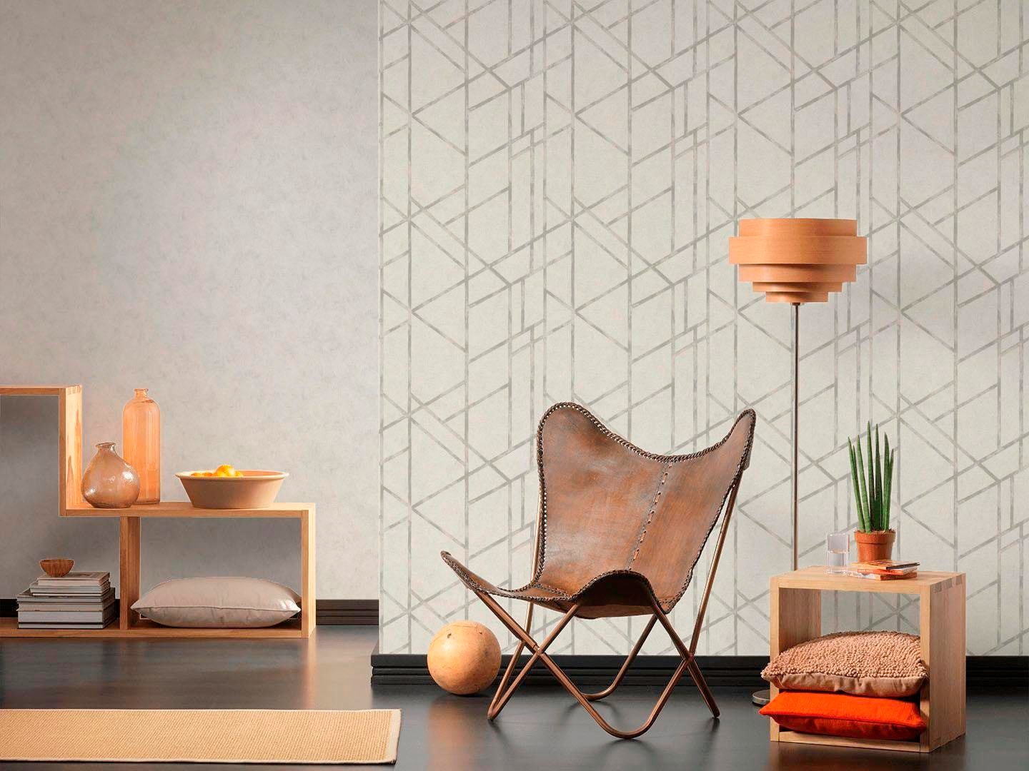 living walls Vliestapete »Metropolitan Stories Francesca Milano grafisch«, geometrisch-grafisch-Motiv, Grafik Tapete Geometrisch Metallic Tapeten Wohnzimmer Schlafzimmer