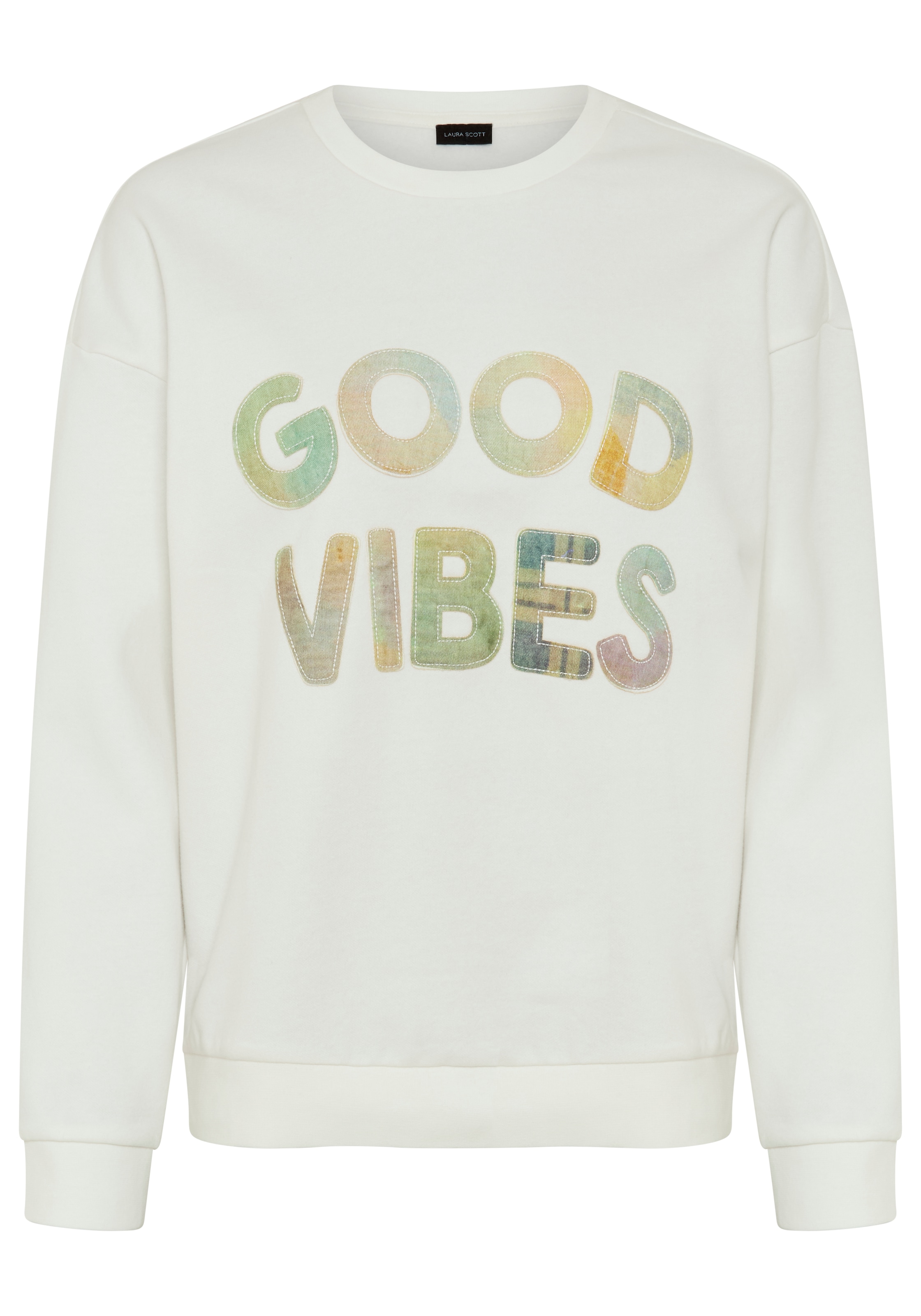 Laura Scott Sweatshirt , mi hochwertiger Applikation in modischen Pastell -Tönen
