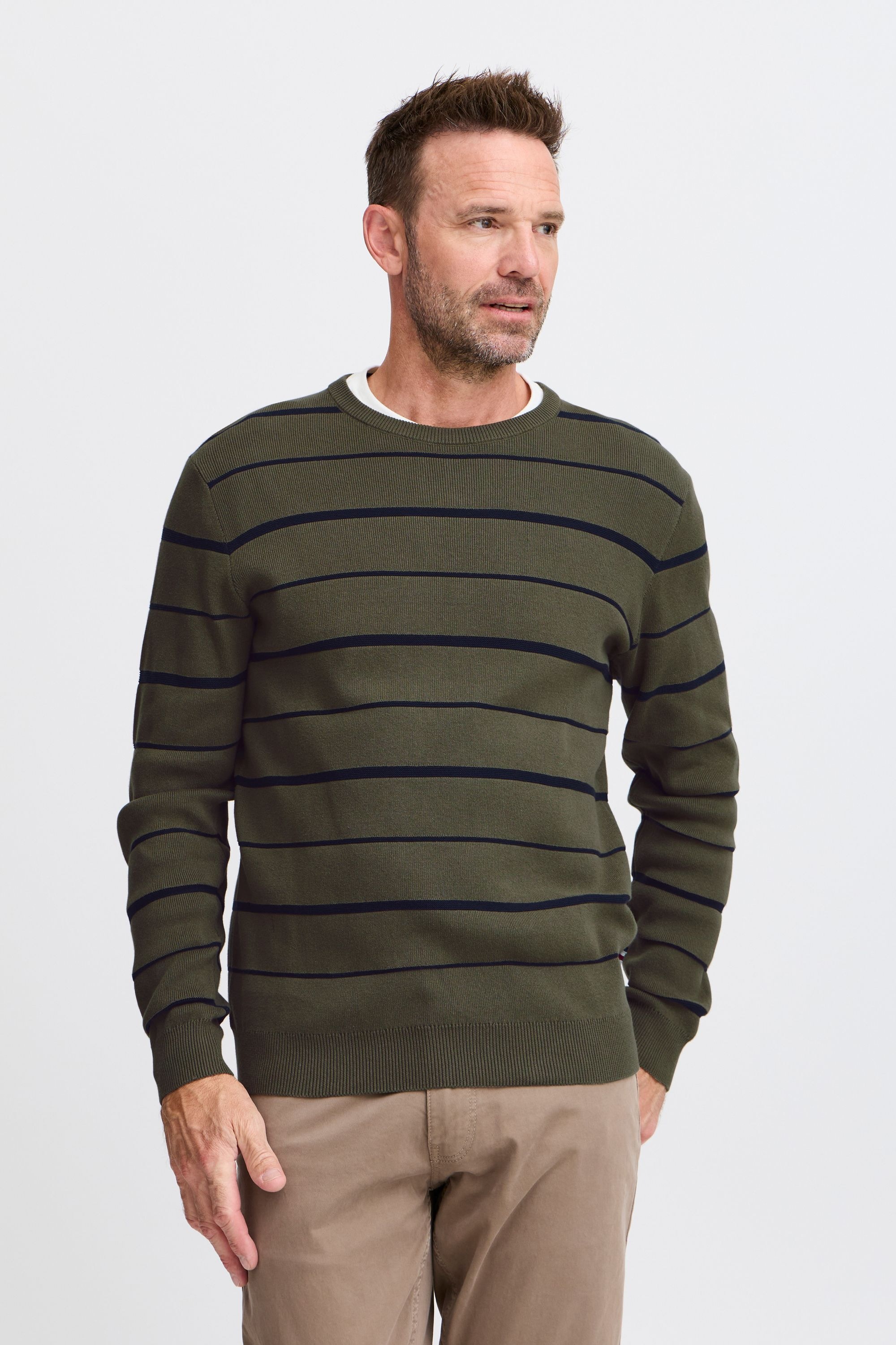 FQ1924 Strickpullover »Strickpullover FQKYLE reversed strip crewneck neck«