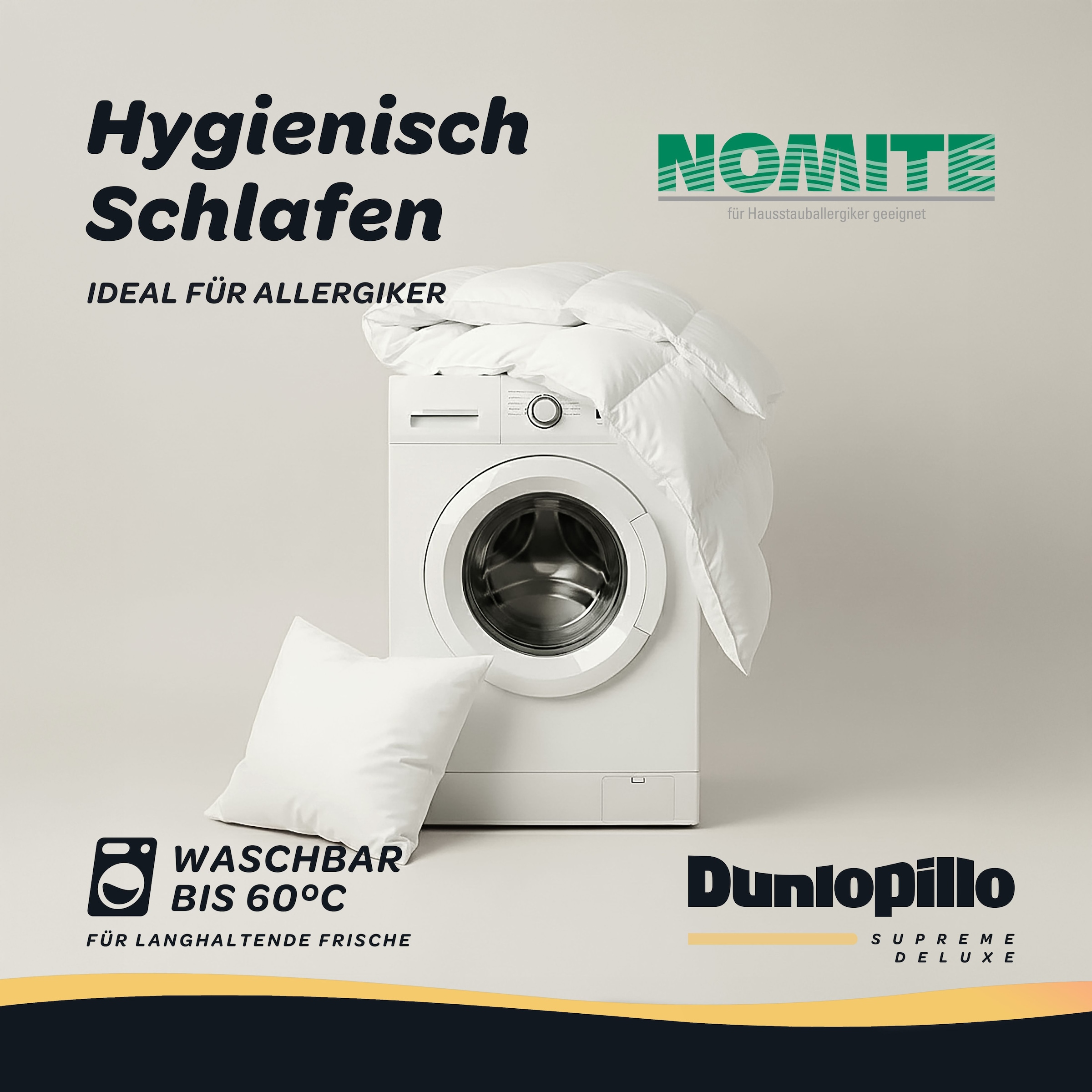 Dunlopillo Gänsedaunenbettdecke »Dunlopillo Supreme Deluxe, "NEUHEIT" in Größe 135x220 & 155 220 cm« leicht Füllung 90% Gänsedaunen & 10% Federn 1 Stk. tlg. Hergestellt in Deutschland & Downpass zertifiziert, NOMITE