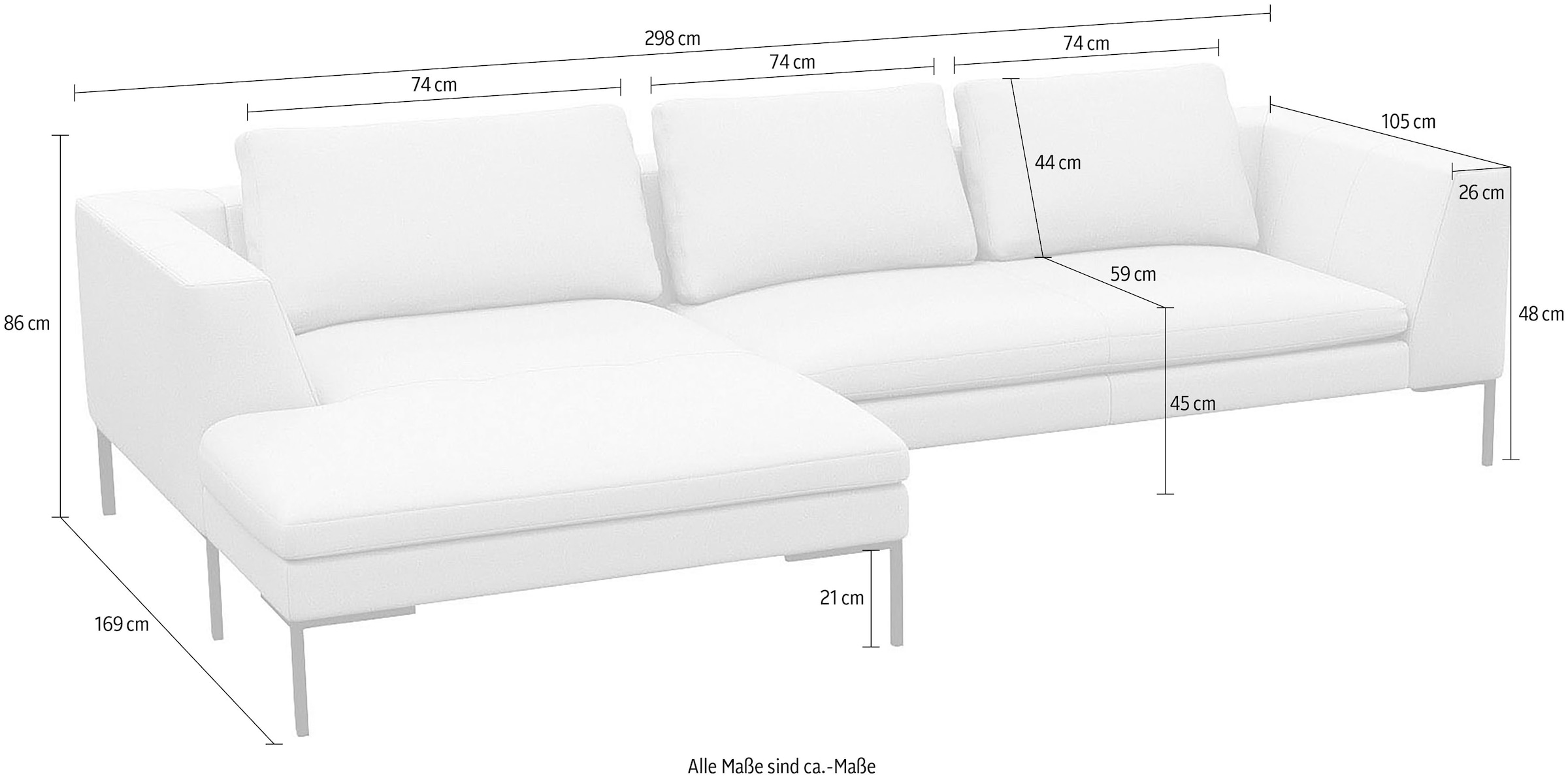 FLEXLUX Ecksofa »Loano«, modernes Sofa, frei im Raum stellbar, lose Kissen, Kaltschaum im Sitz