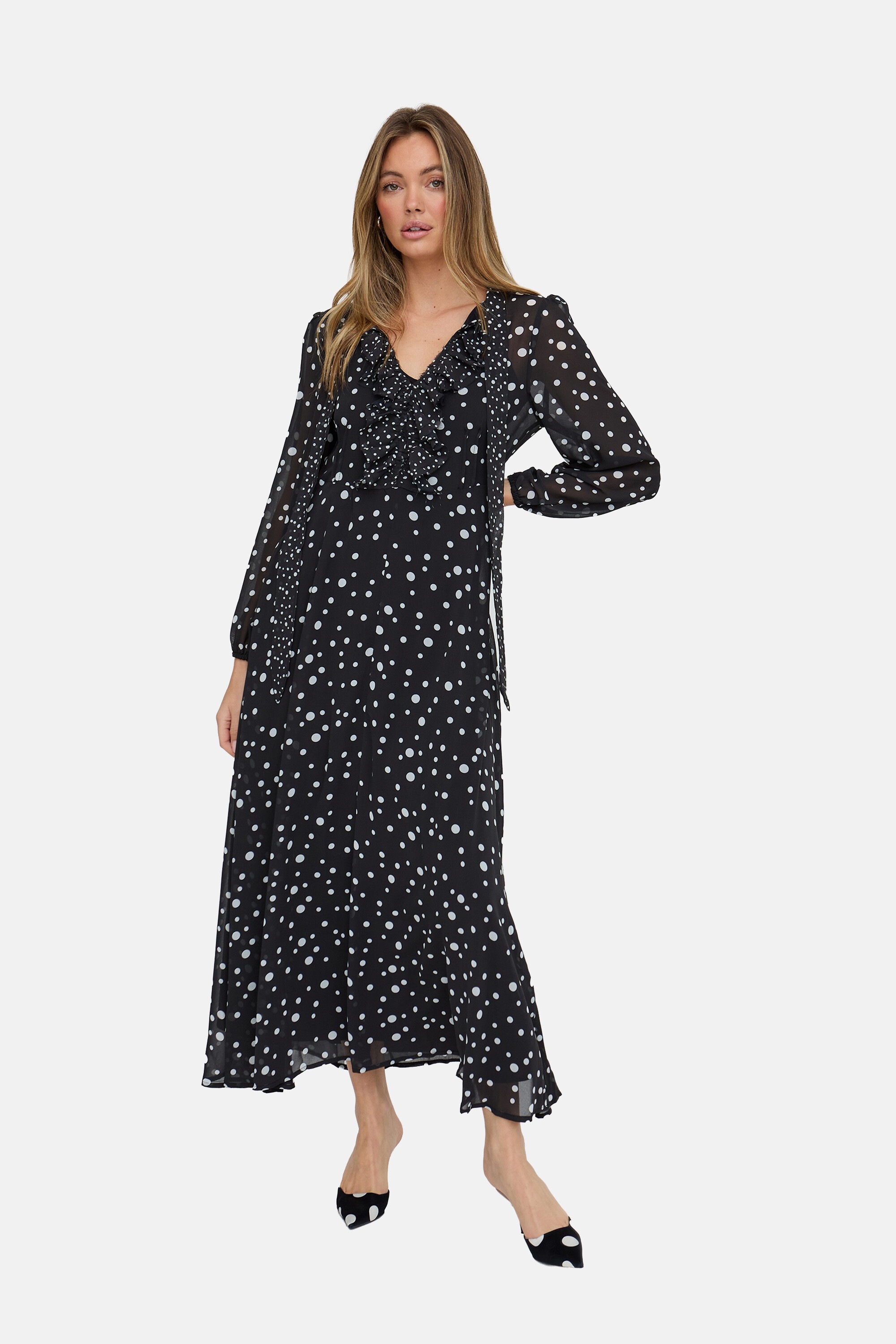 Lily and Lionel Midikleid »Margot Ruffle Neck Print Maxi Dress Damen«