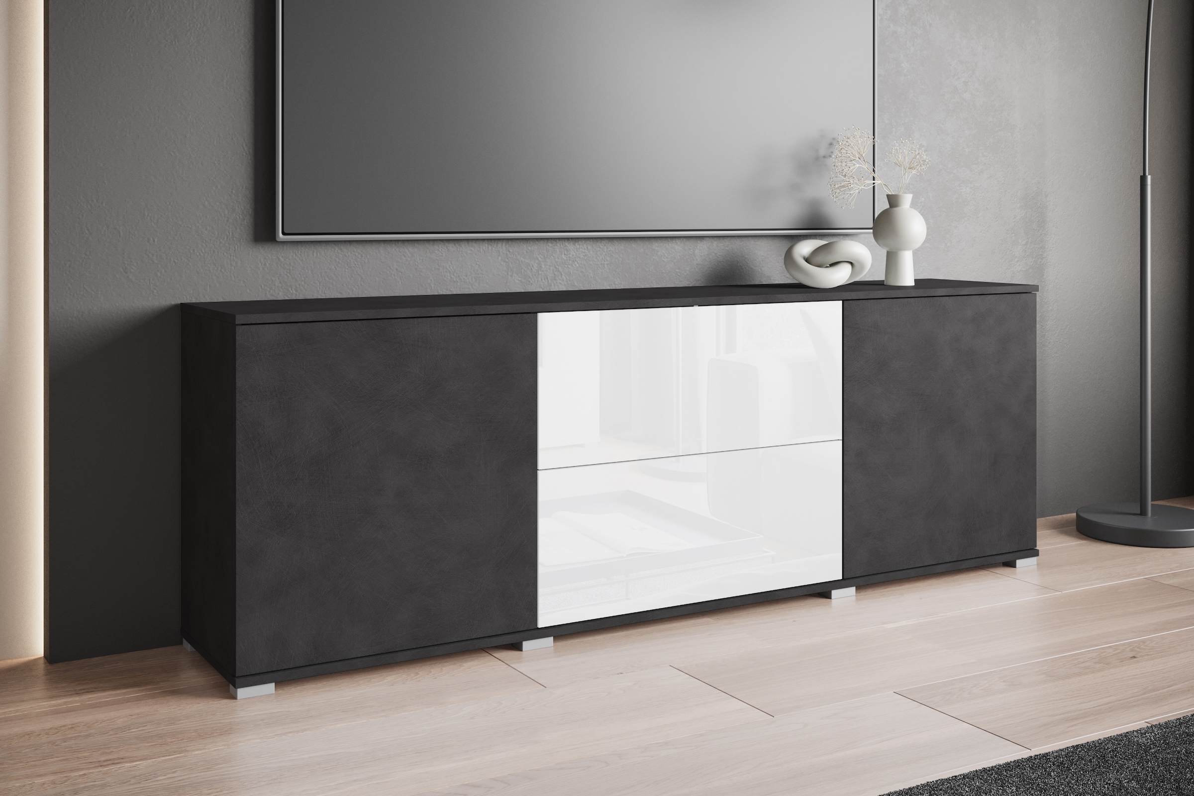 INOSIGN Lowboard »Kenia«, (1 St.), Der moderne TV-Schrank, mit 2 Türen und 2 Schubladen, Breite 180 cm