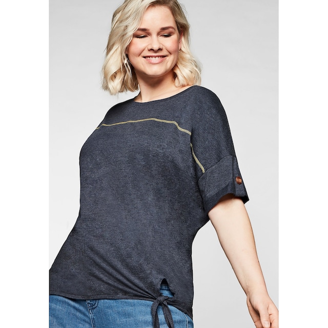 Sheego T-Shirt »Große Größen«, mit Ziernaht und Knotendetail am Saum online  kaufen | BAUR