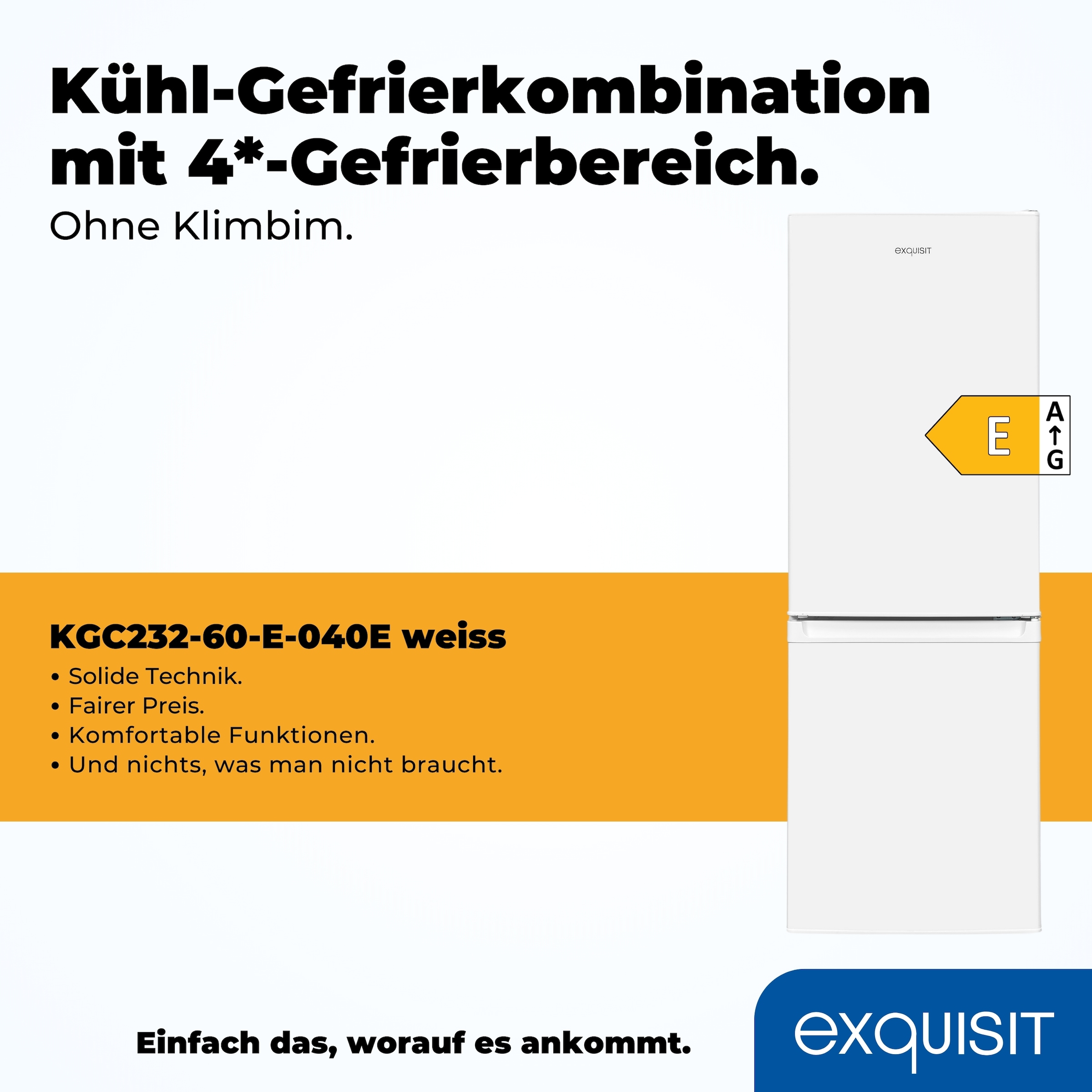 exquisit Kühl-/Gefrierkombination »KGC232-60-E-040E«, 173 L Volumen, 4 Sterne Gefrieren