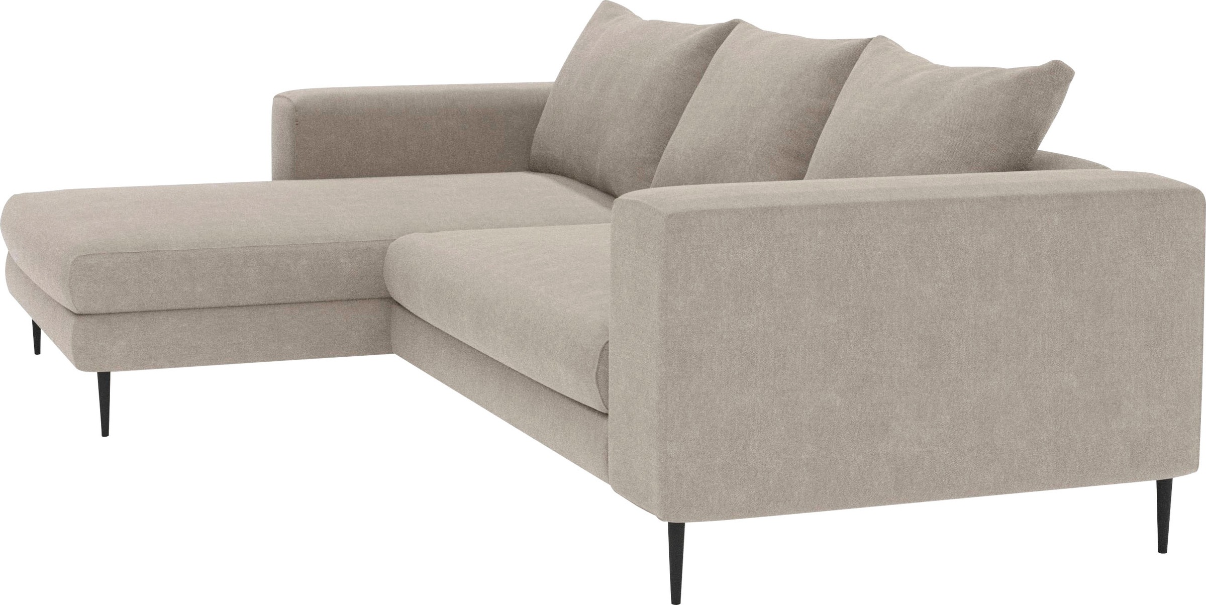 INOSIGN Ecksofa »Aurora, L-Form, mit extra breiter Recamiere, 324 x 170 cm (BxT)«, Designsofa mit tollem Sitzkomfort, extra hohe Metallfüße schwarz