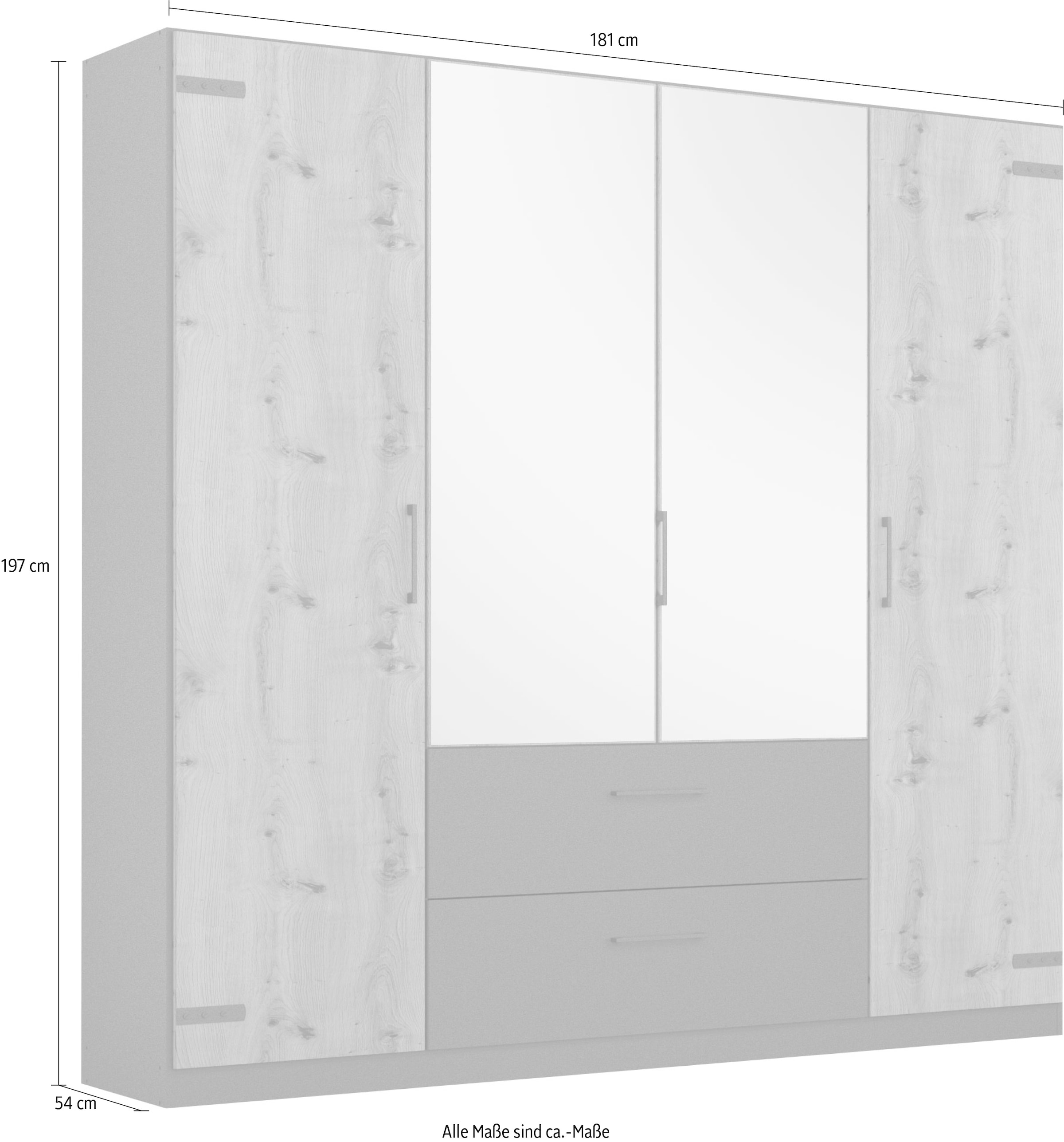 rauch Drehtürenschrank »Holmes«, im Industrial Style, mit Schubkästen, mit oder ohne Spiegel