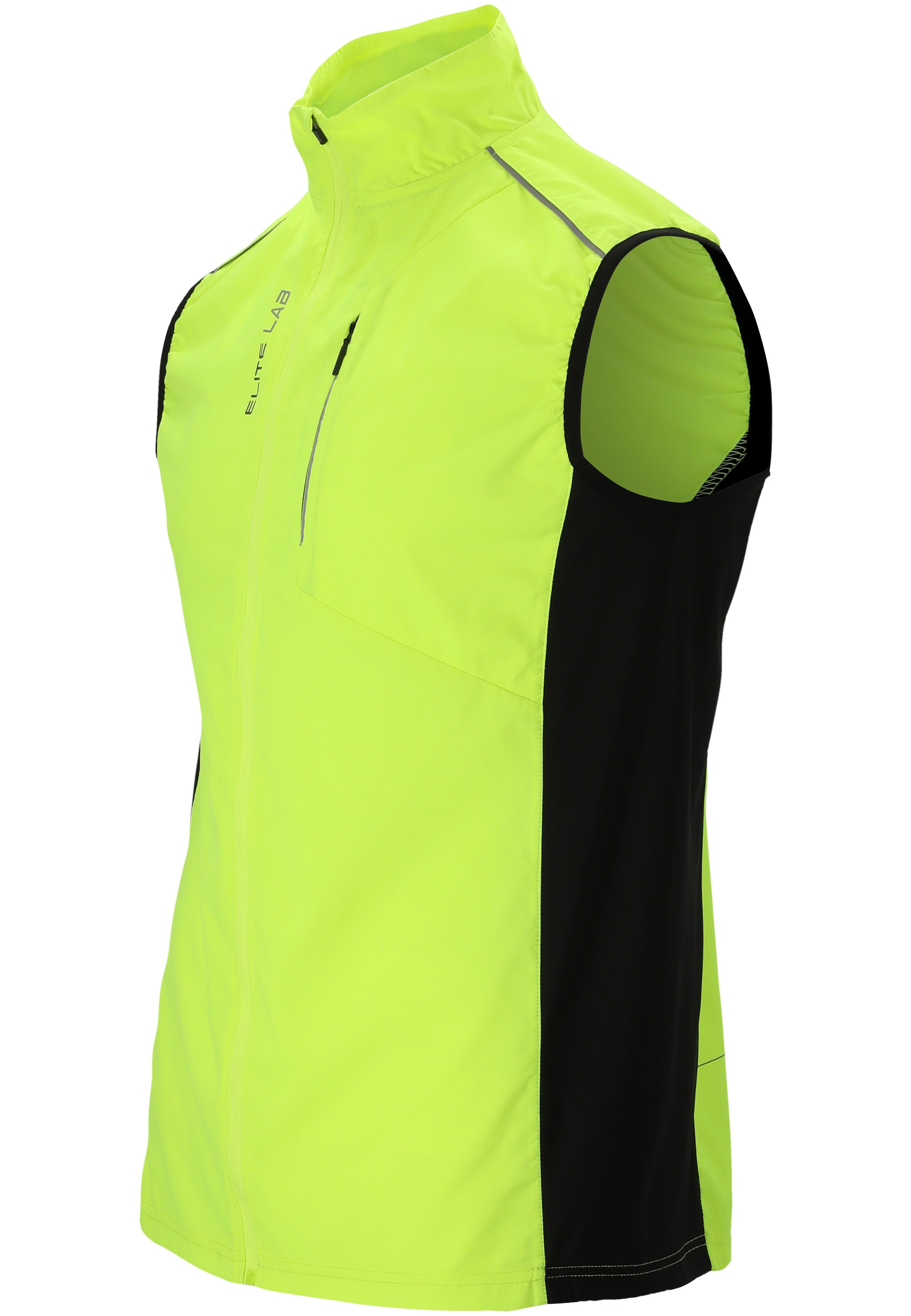 Funktionsweste ELITE LAB "Shell X1 Elite", Herren, Gr. XXL, gelb (neongelb, schwarz), 100% Polyester, normal, Westen Funktionsweste, mit hochwertiger Lauf-Ausstattung (wind -und wasserdicht) 3