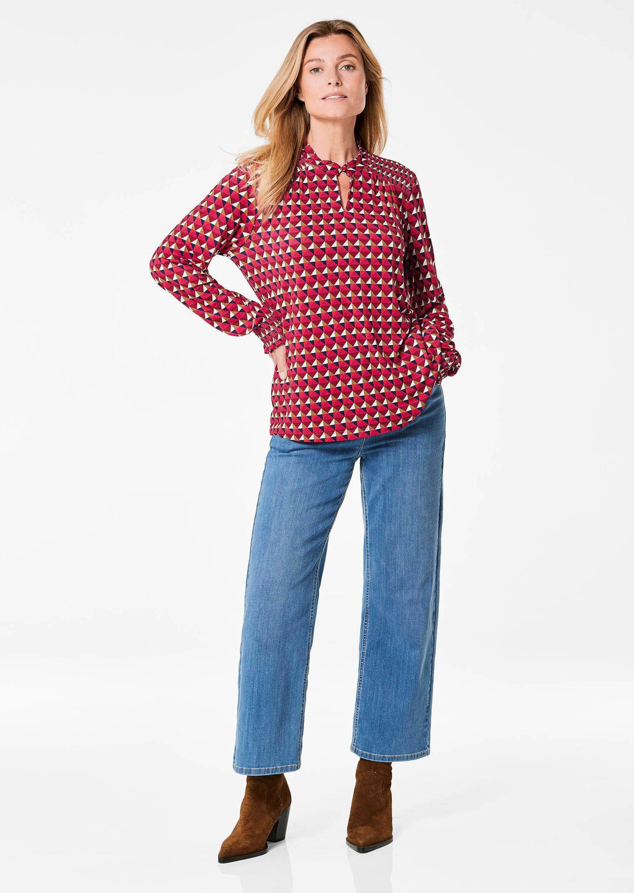 GOLDNER Langarmbluse »Jerseybluse mit modischen Smok-Details«