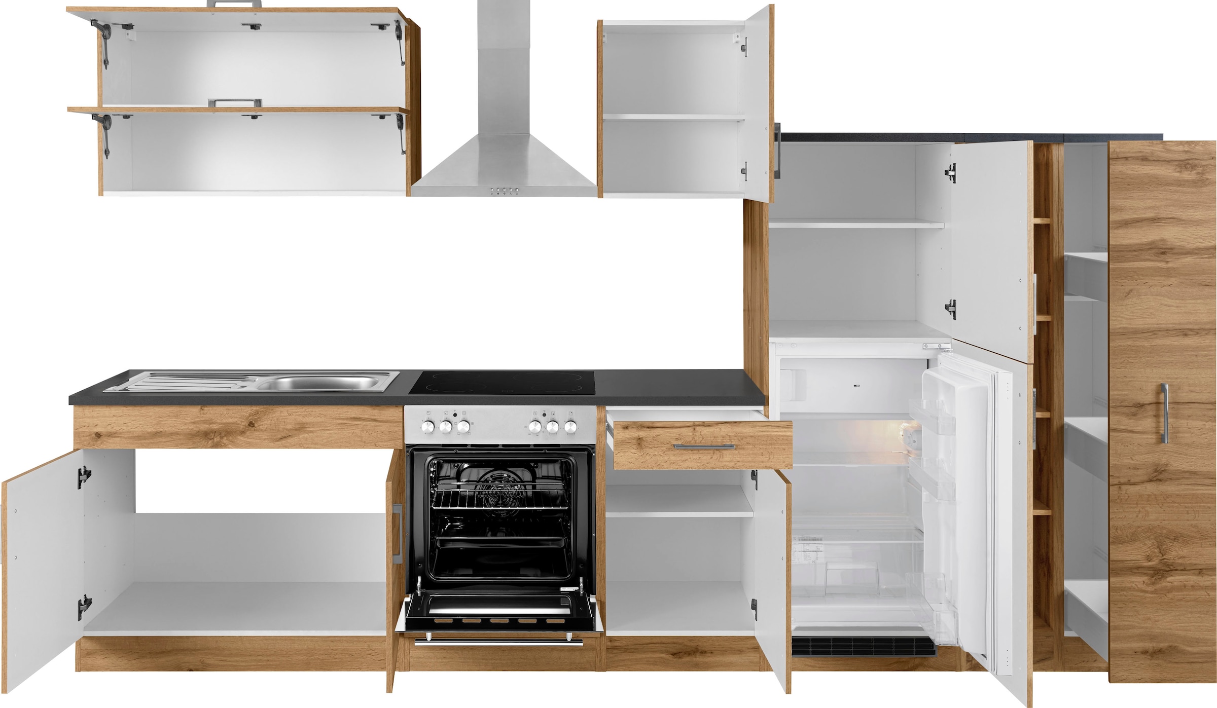 KOCHSTATION Küchenzeile »KS-Colmar«, mit E-Geräten, Breite 330 cm