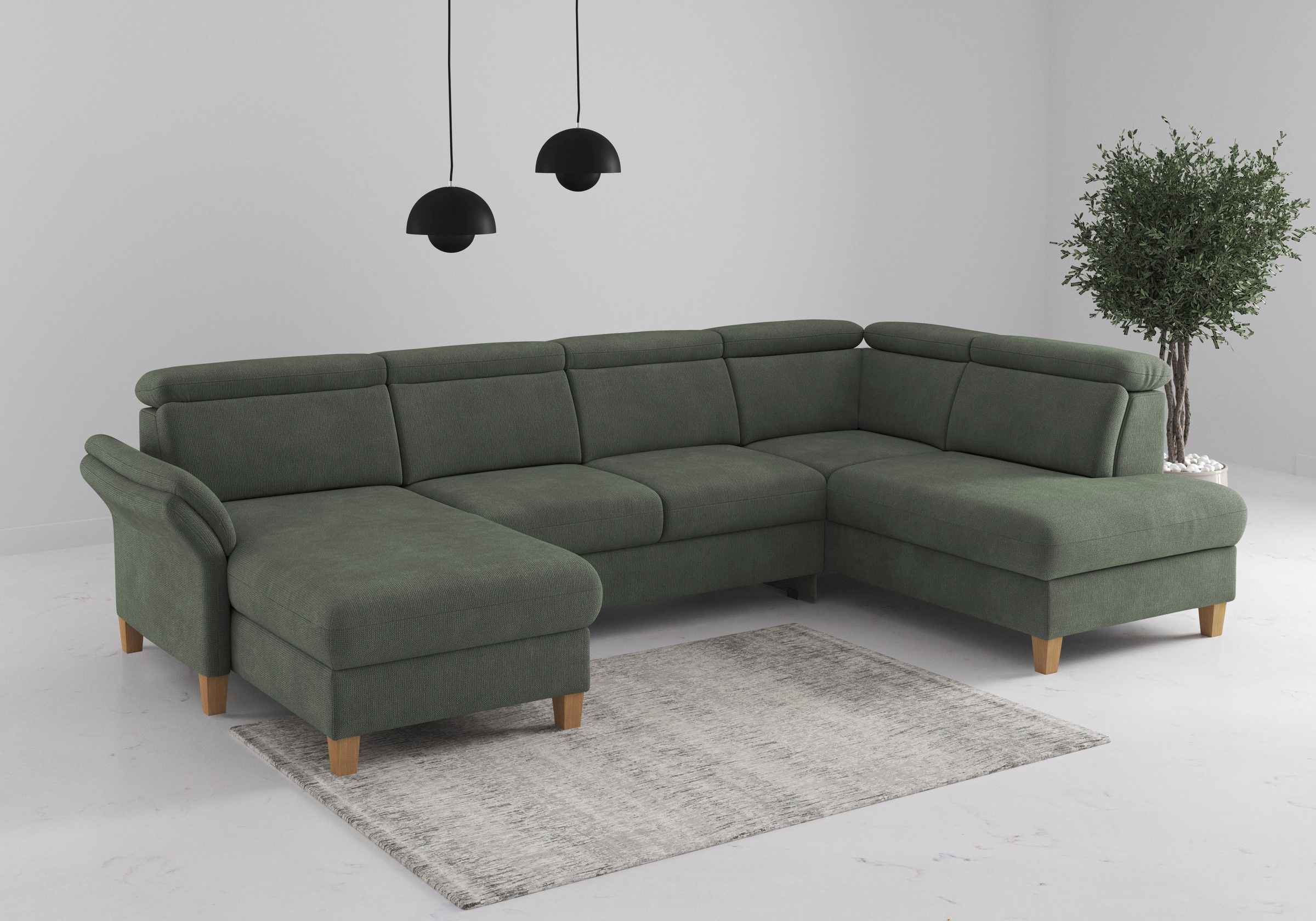 OTTO home Wohnlandschaft "Glendale, U-Form" inkl. Kopfteilverstellung, wahlweise mit Vorziehsitz und Bettkasten
