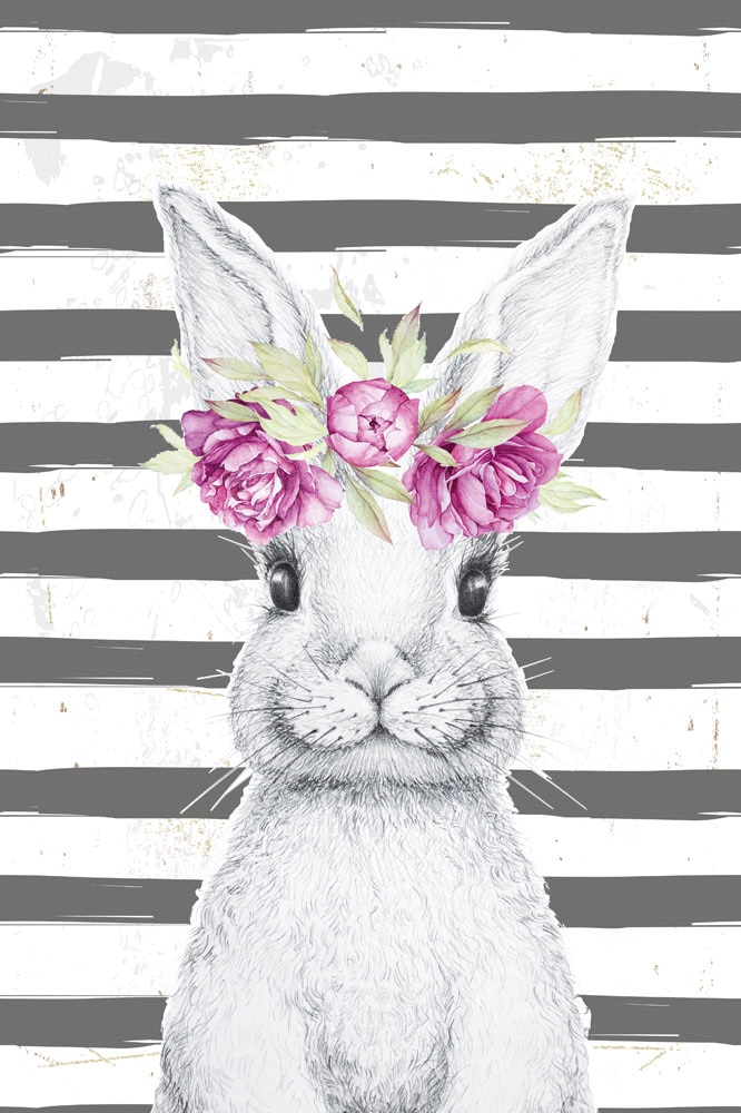 queence Metallbild "Bunny II", Blumen-Tiere-Blumenbilder-Hase-Hasen, (1 St. günstig online kaufen