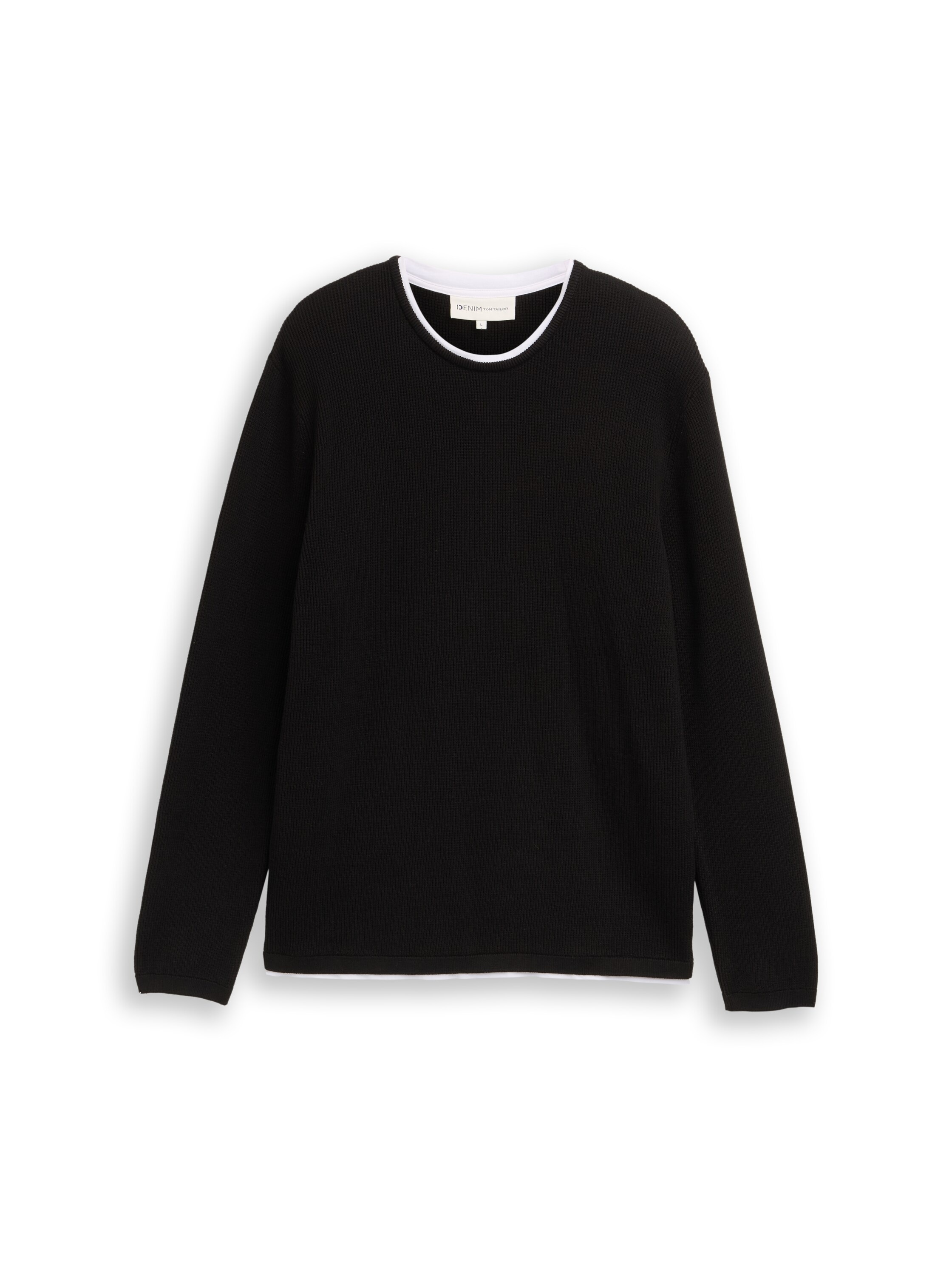 TOM TAILOR Denim Strickpullover, mit 2-in-1 Ausschnitt