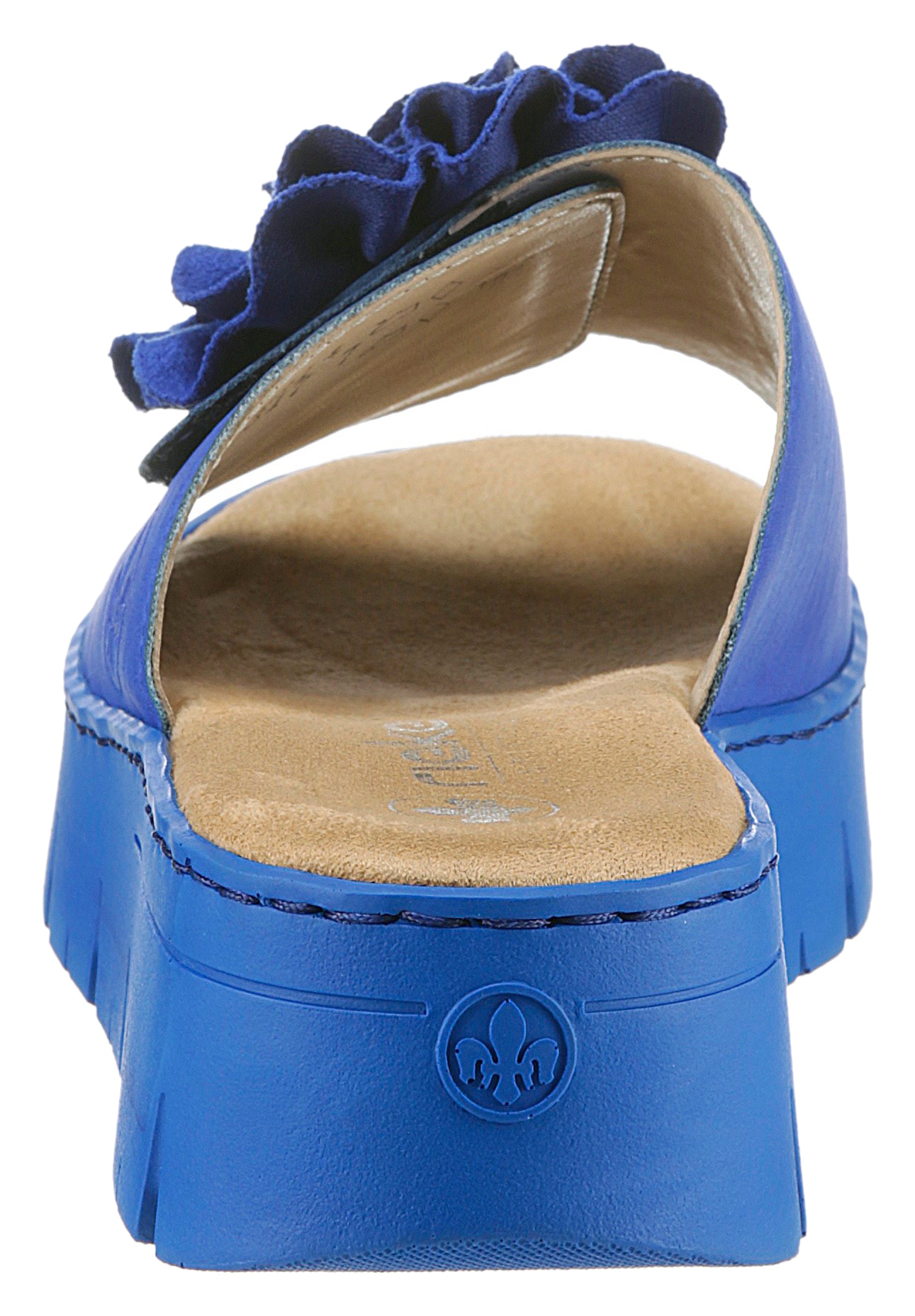 Rieker Pantolette, Plateau, Sommerschuh, Schlappen mit praktischem KIettverschluss