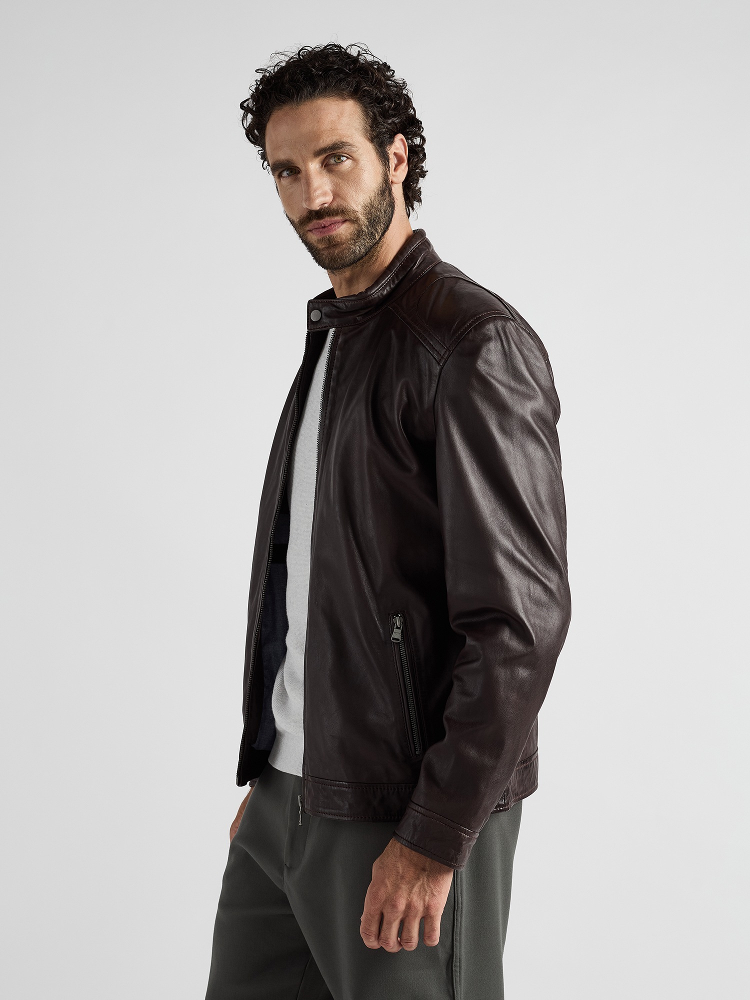 JCC 31020355 Men's Leather Jacket Brown Size 56 2