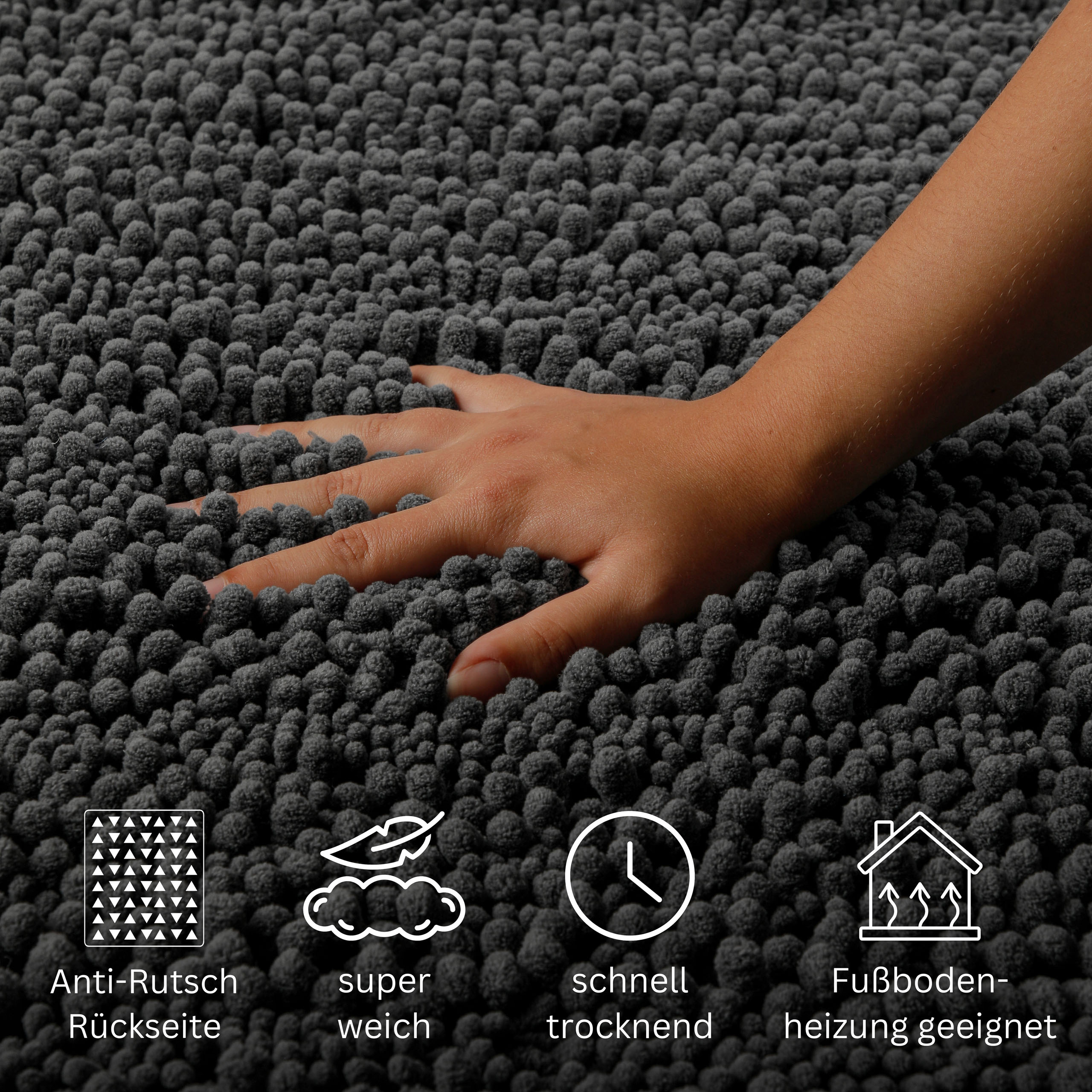 Thumbnail - OTTO home Badematte "Torrni" Höhe 22 mm Badteppich, getuftet, modern, Uni, antirutsch, flauschig, hochflor