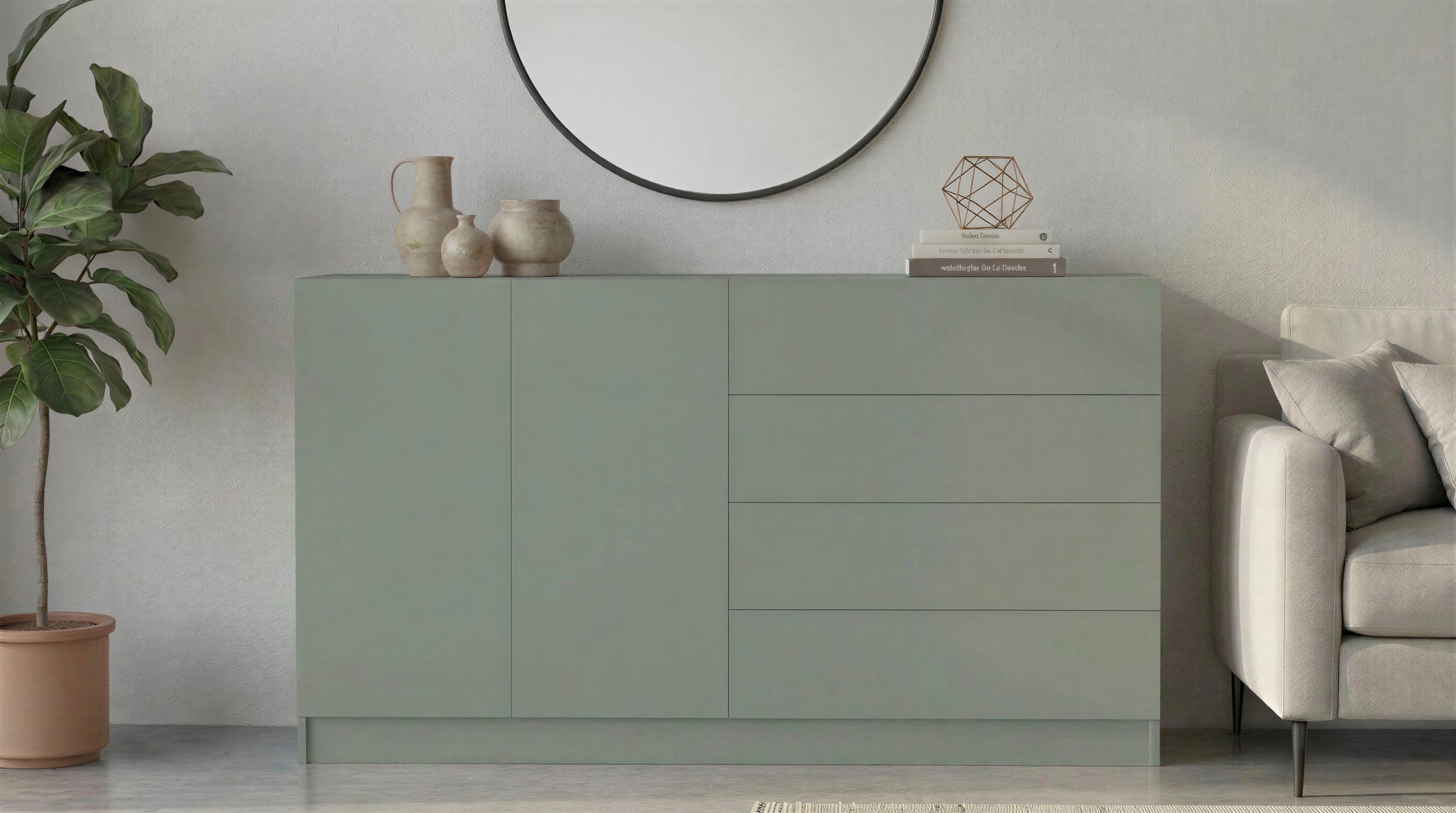borchardt Möbel Kommode "Vaasa, Breite 152cm, Höhe 79cm, grifflos" Modernes Sideboard mit 2 Türen und 4 Schubfächern