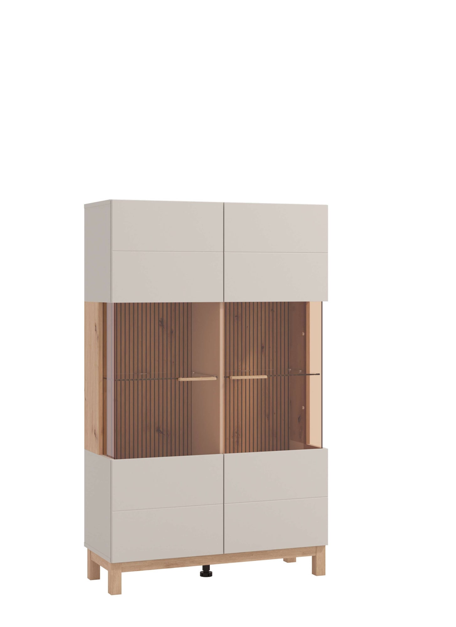 Home affaire Highboard "Essex, Hochkommode, Vitrine, Glasvitrine, Kombi-Highboard" Modernes Highboard in Kaschmir mit Glasfront & Lamellen-Optik