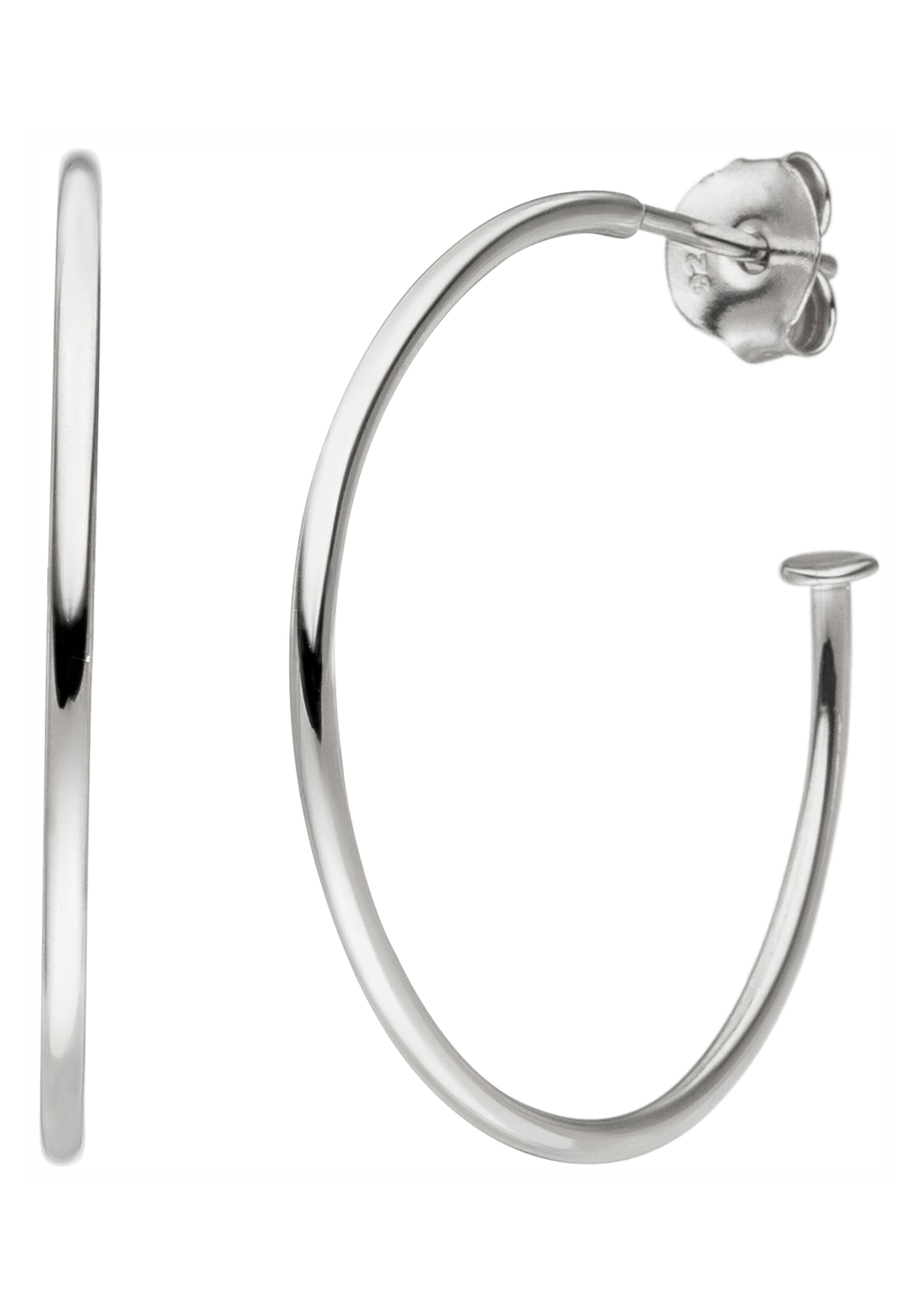 JOBO Paar Creolen »Ohrringe 30 mm mit kleinem Einhänger« 925 Silber mit 74 Zirkonia