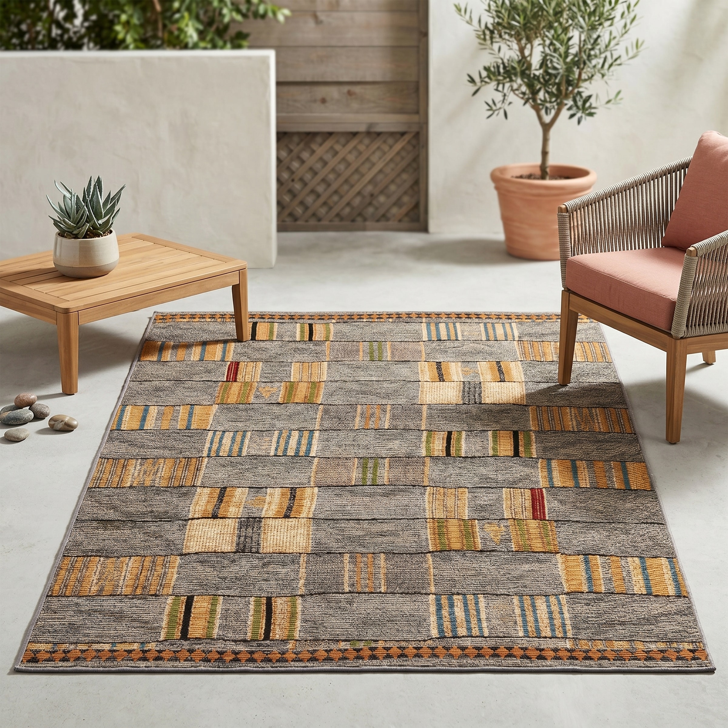 Gino Falcone Teppich "Outdoor-Africa 40" rechteckig 5 mm Höhe Flachgewebe, In- und Outdoor geeignet, Wohnzimmer