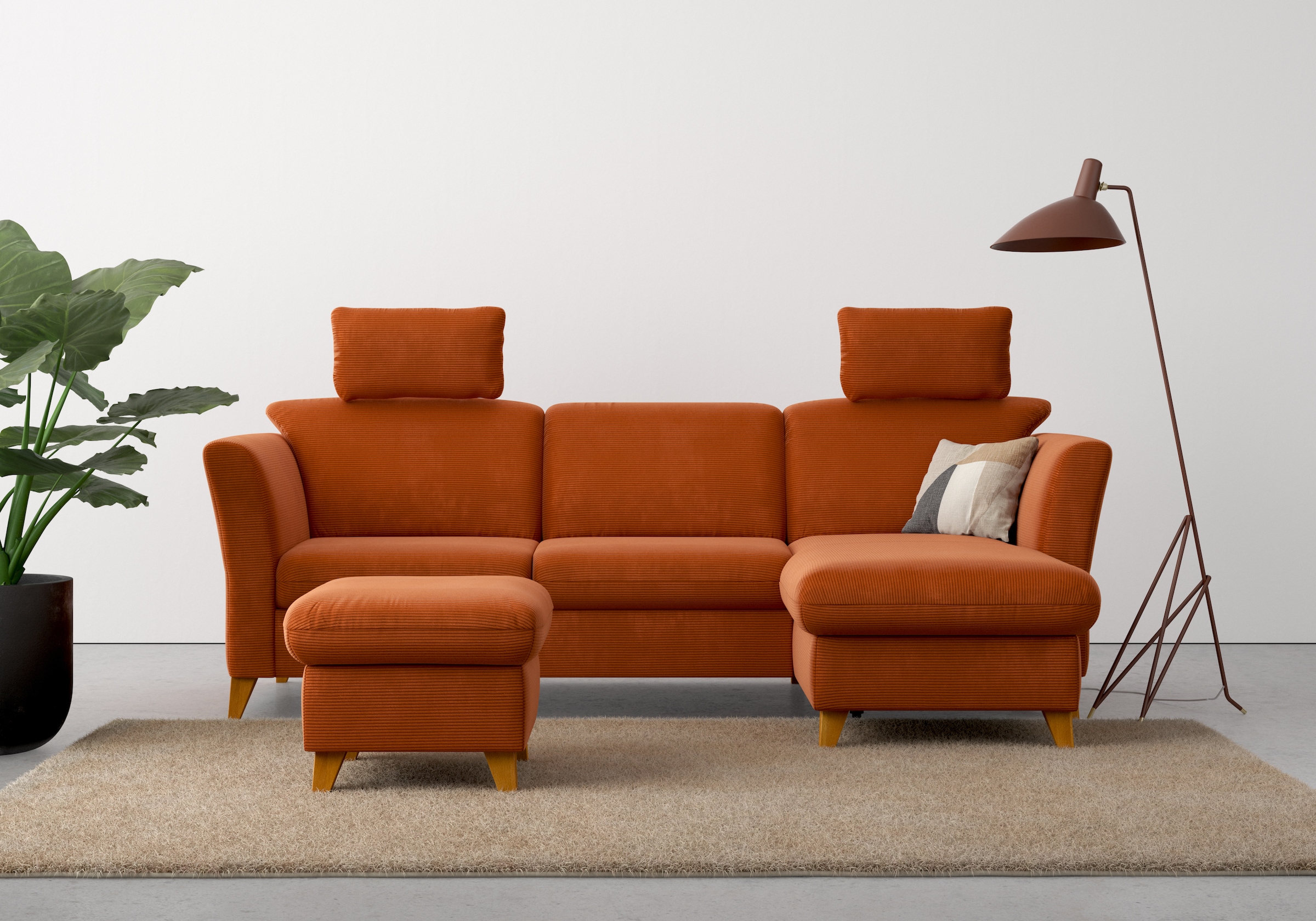 Kampinė sofa »Trelleborg L-Form« patogi su miegojimo funkcija ir Dėžutė patalynei ir Federkern-Polsterung