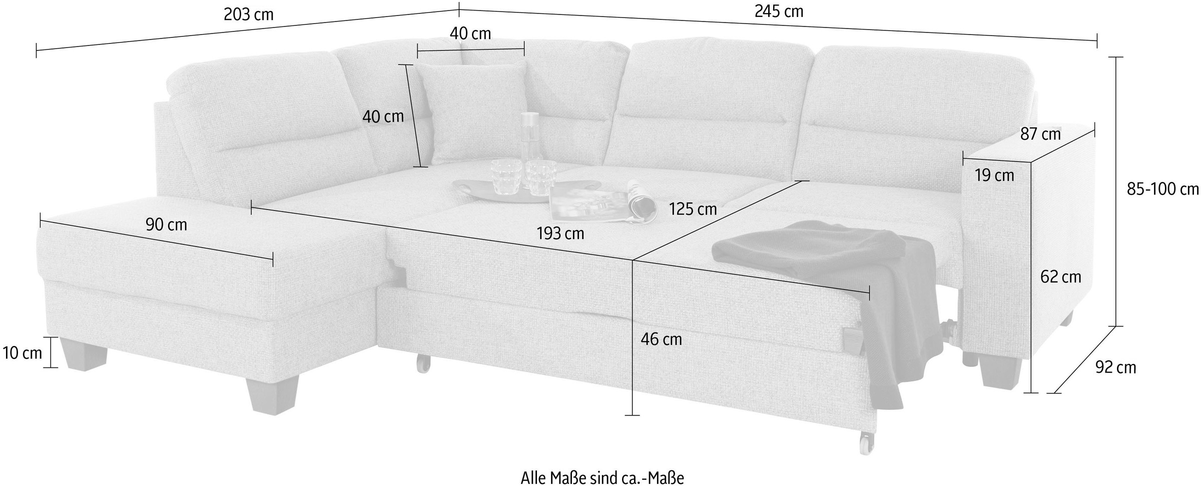 TRENDMANUFAKTUR Ecksofa »Chamber, L-Form«, inklusive einer Kopfstütze, wahlweise mit Schlaffunktion