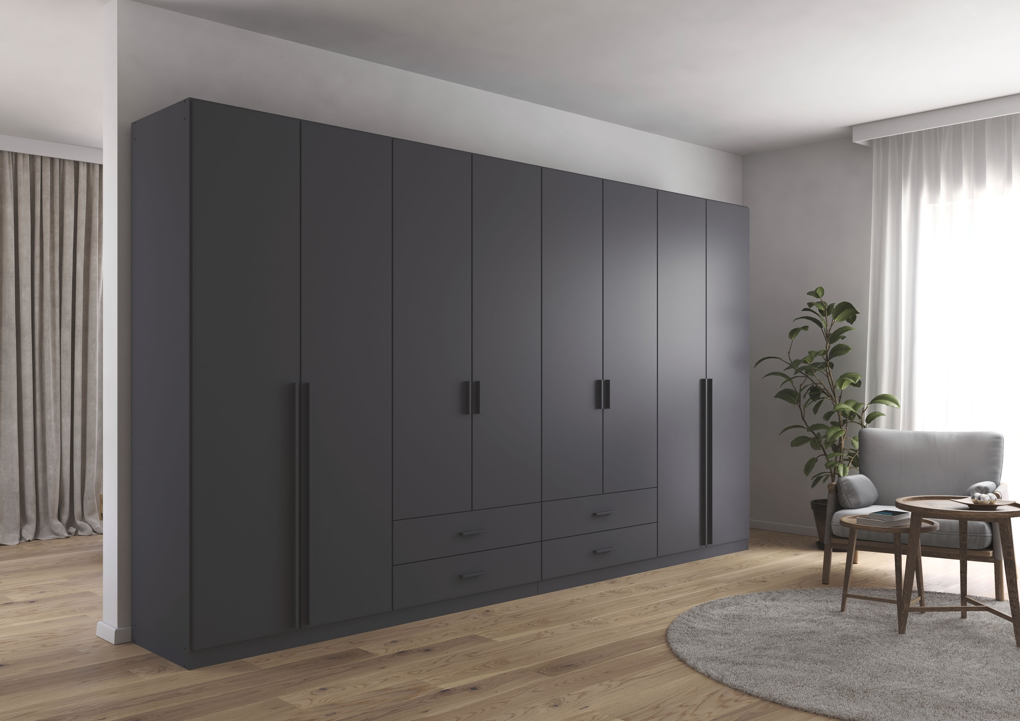 rauch Drehtürenschrank "Kleiderschrank Garderobe GAMMA Breiten 360 cm" in 3 Ausstattungen BASIC/CLASSIC/PREMIUM (inkl. SOFT-CLOSE-Funktion), mit Schubladen, verschiedene Griff-Varianten TOPSELLER MADE IN GERMANY