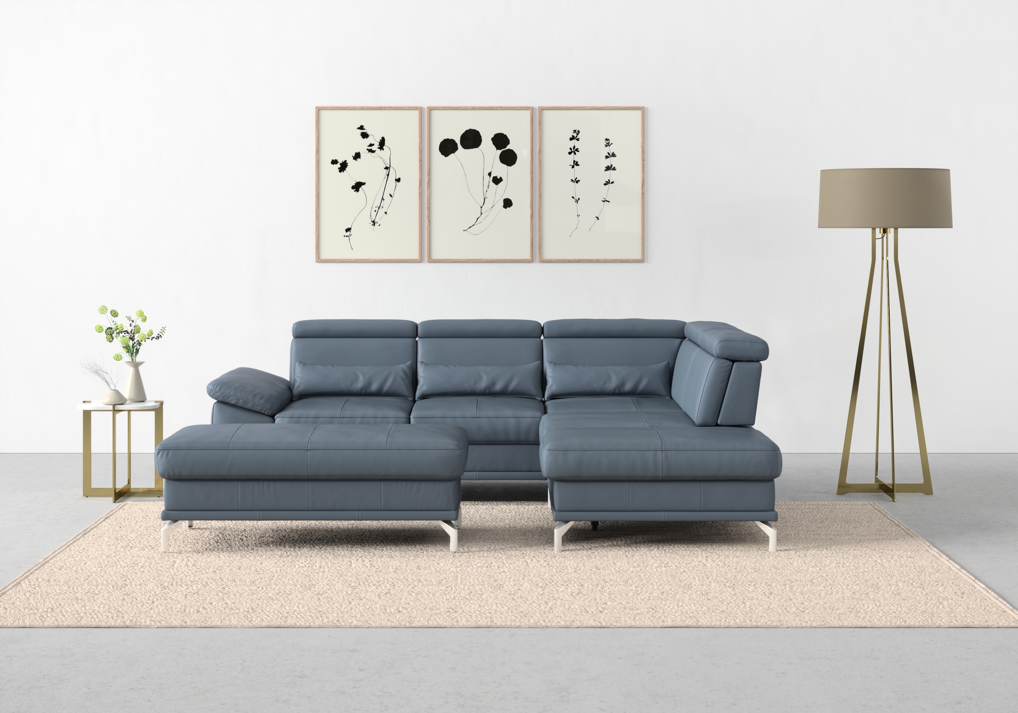 sit&more Ecksofa "Cabrio L-Form, B: 274 cm, mit Sitztiefen-, Arm- & Kopfteilverstellung" 3 Nierenkissen, Federkern, optional Schlaffunktion und Stauraum