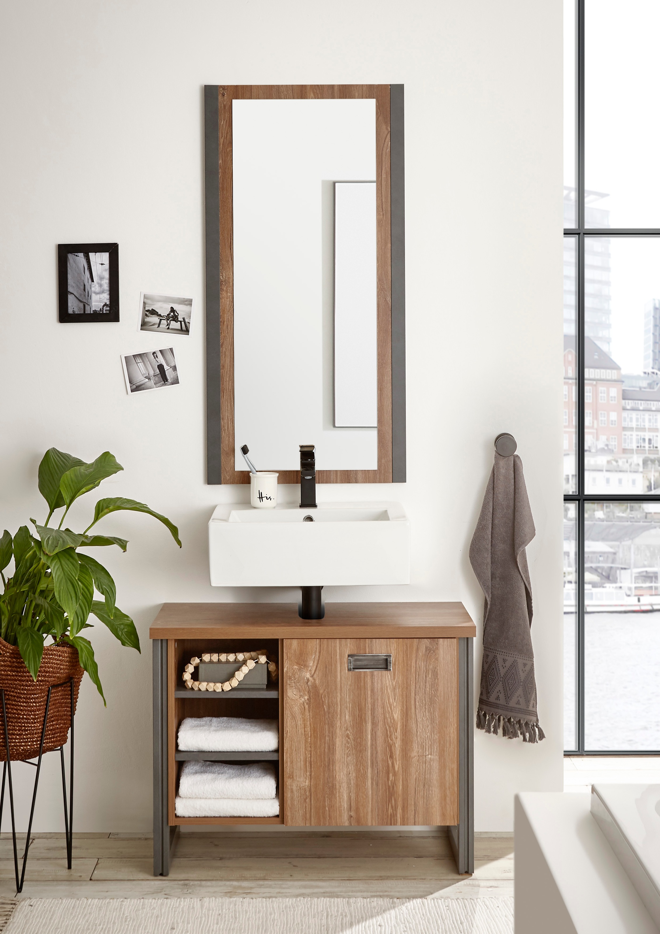 Home affaire Badmöbel-Set "Detroit, Bad im Industrialdesign, 2-teiliges Bad günstig online kaufen