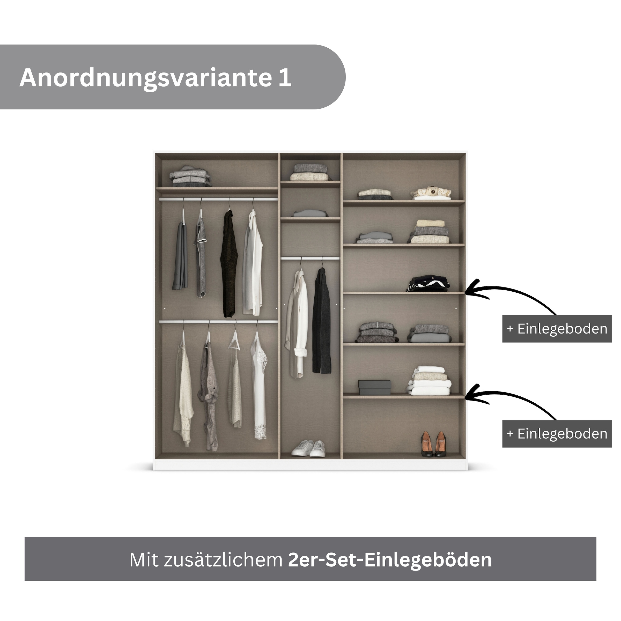 rauch Drehtürenschrank »Kleiderschrank Kleiderschränke Schrank Garderobe AGORDO mit Glasfront«, (in zwei Griff-Farben), durchdachte Innenausstattung, in 6 Breiten und 2 Höhen MADE IN GERMANY