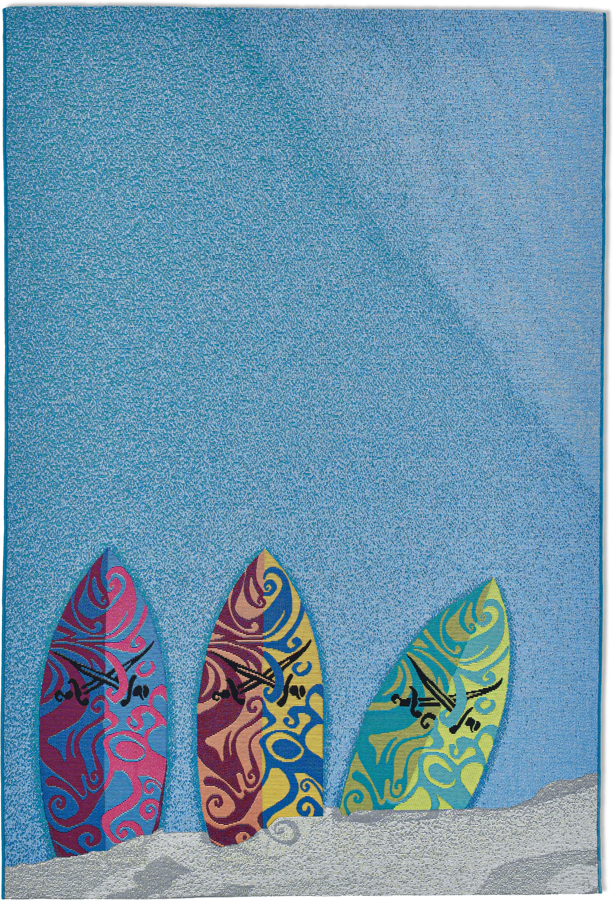 Thumbnail - Sansibar Teppich "Rantum Beach SA-018", rechteckig, 5 mm Höhe, Flachgewebe, modernes Design, Surfboards, In- und Outdoor...
