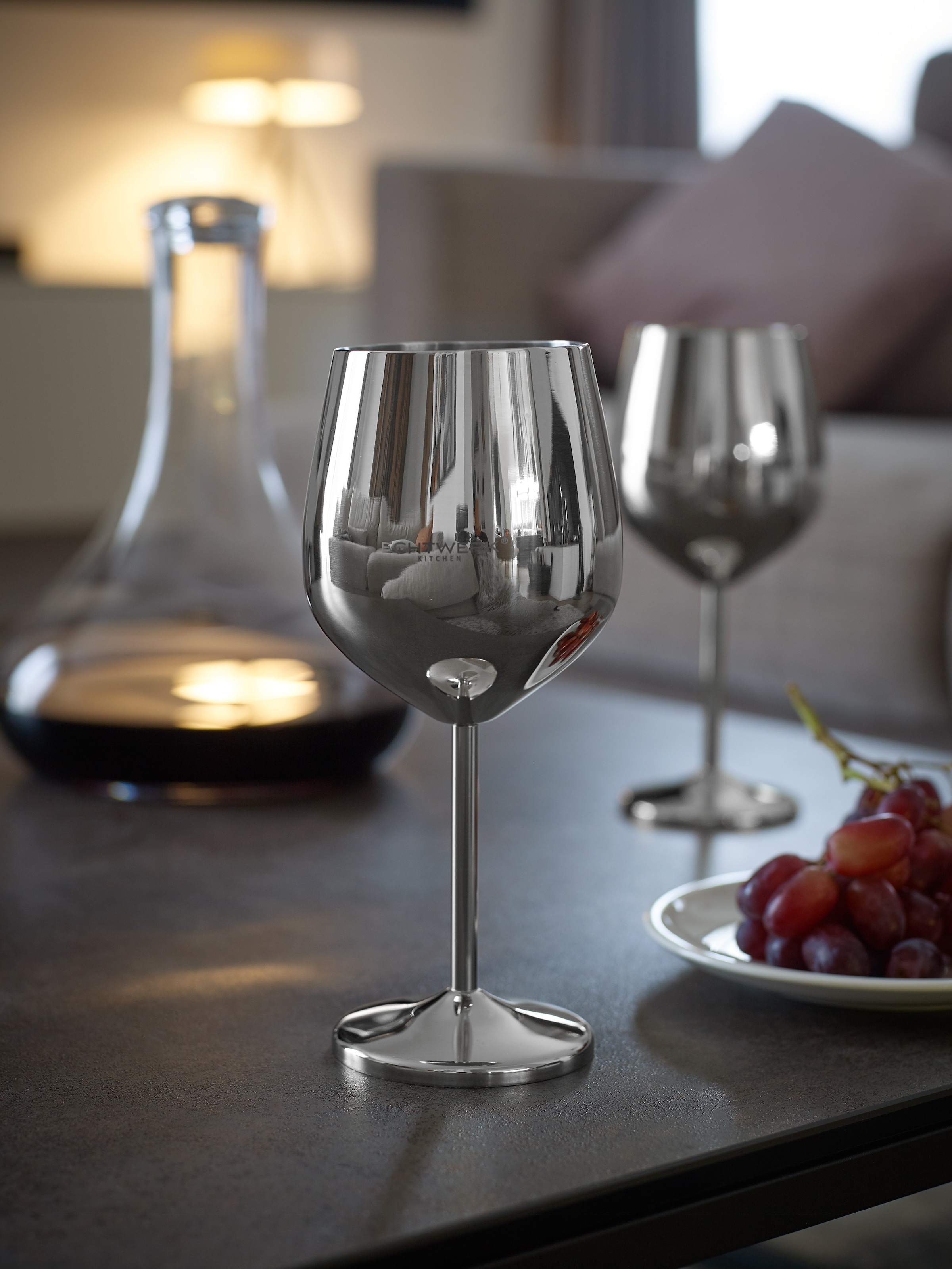 ECHTWERK Weinglas »Weinkelch-Set, aus Edelstahl« Fassungsvermögen: ca. 500 ml, Innen mattiert und Außen poliert