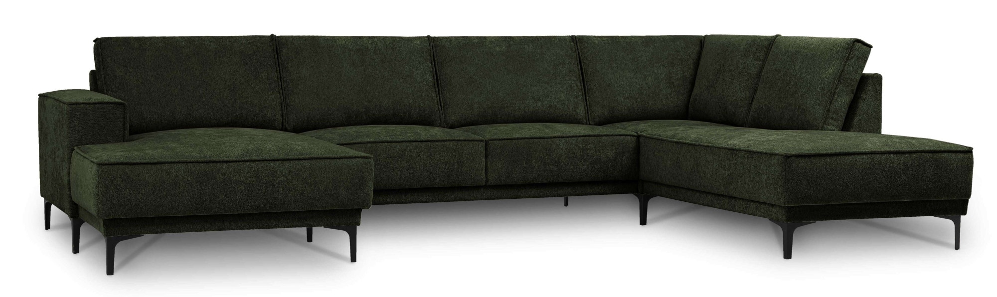 Places of Style Wohnlandschaft »XXL Sofa Oland, Struktur, Flachgewebe, Luxus-Microfaser, Boucle«, U-Form, 345 cm, Wellenunterfederung, Skandi-Design, Metallfüße