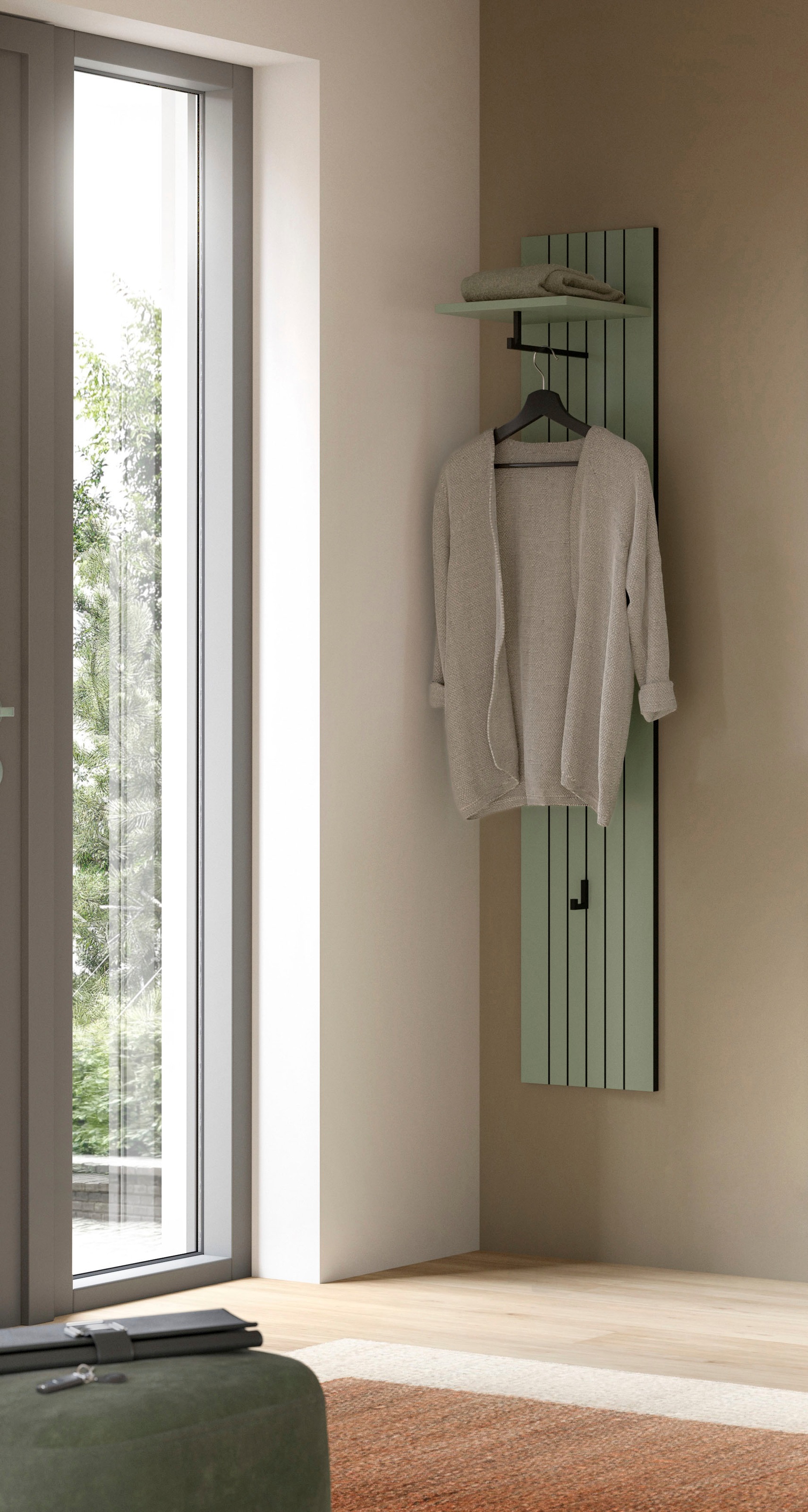 INOSIGN Garderobenpaneel "TATIO, Rillenfräsung, 4 Haken, 1 Kleiderstange, 1 günstig online kaufen