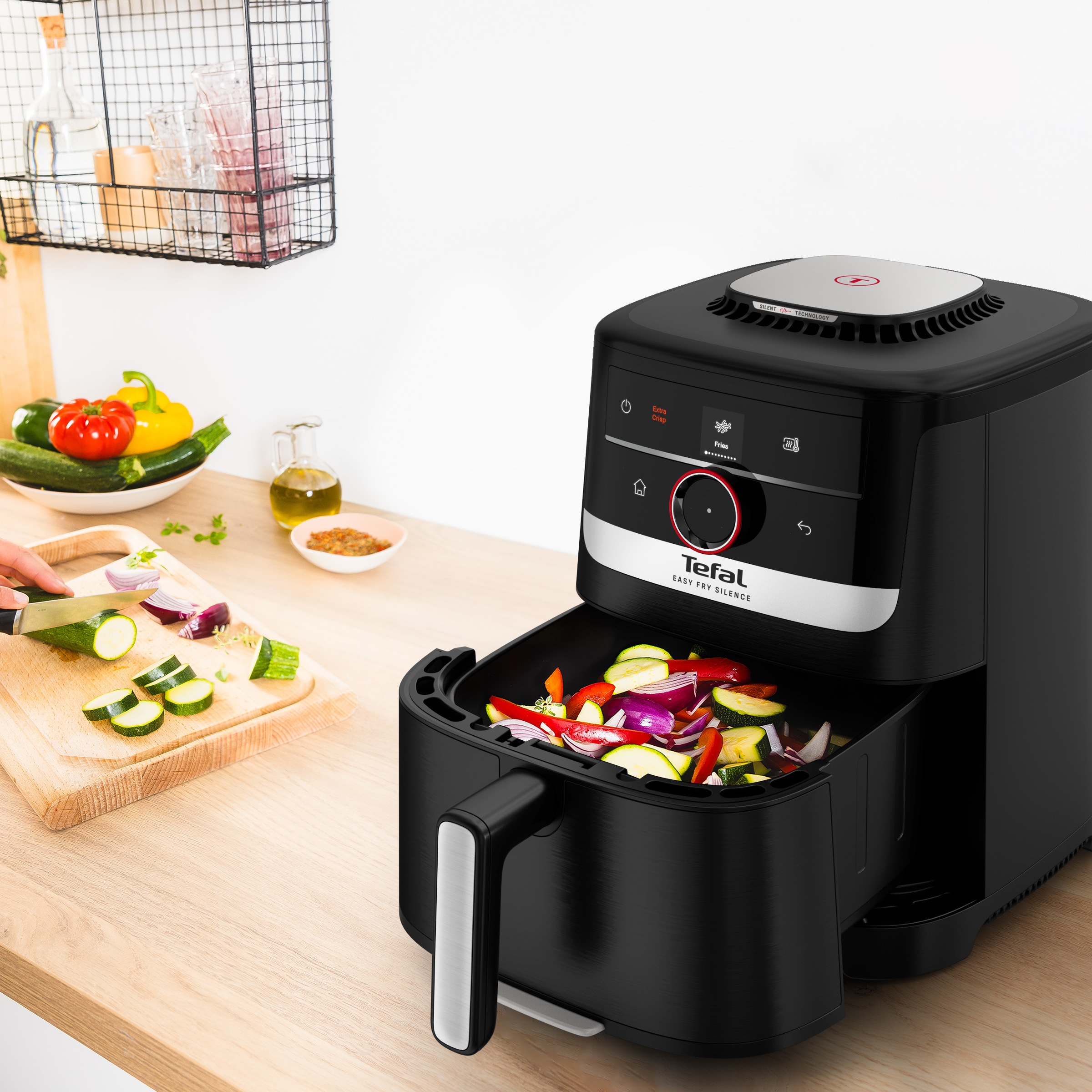 Tefal Heißluftfritteuse »EY5728 Easy Fry Smart & Silence«, 1670 W, extrem leise, Smart-Assist-System, 40°C bis 220°C, Edelstahl, 5,0l