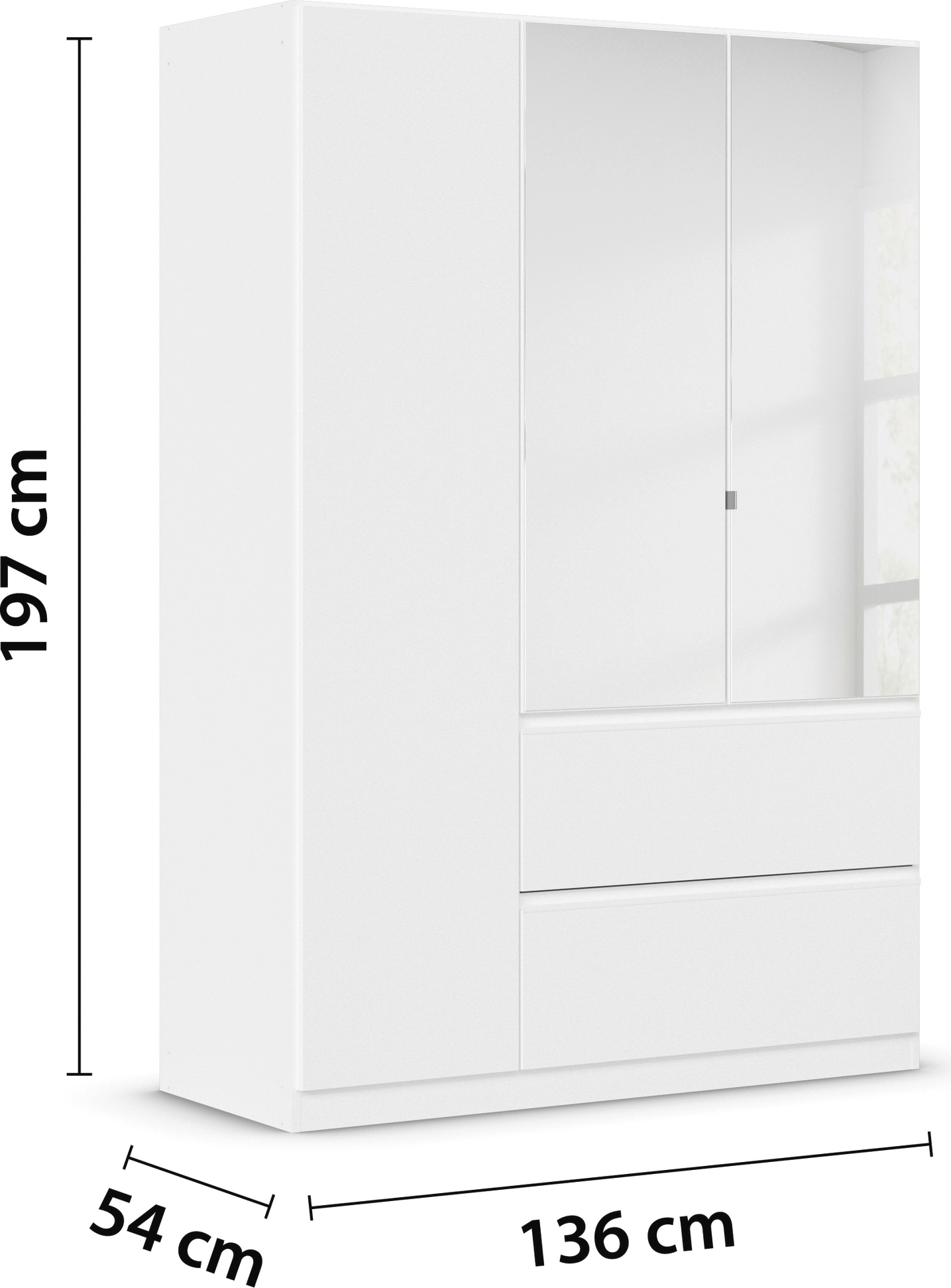 rauch Drehtürenschrank »Kleiderschrank Schrank Garderobe Wäscheschrank COSTA in 3 Breiten«, mit Spiegel, grifflose Front und Push-to-Open Funktion MADE IN GERMANY